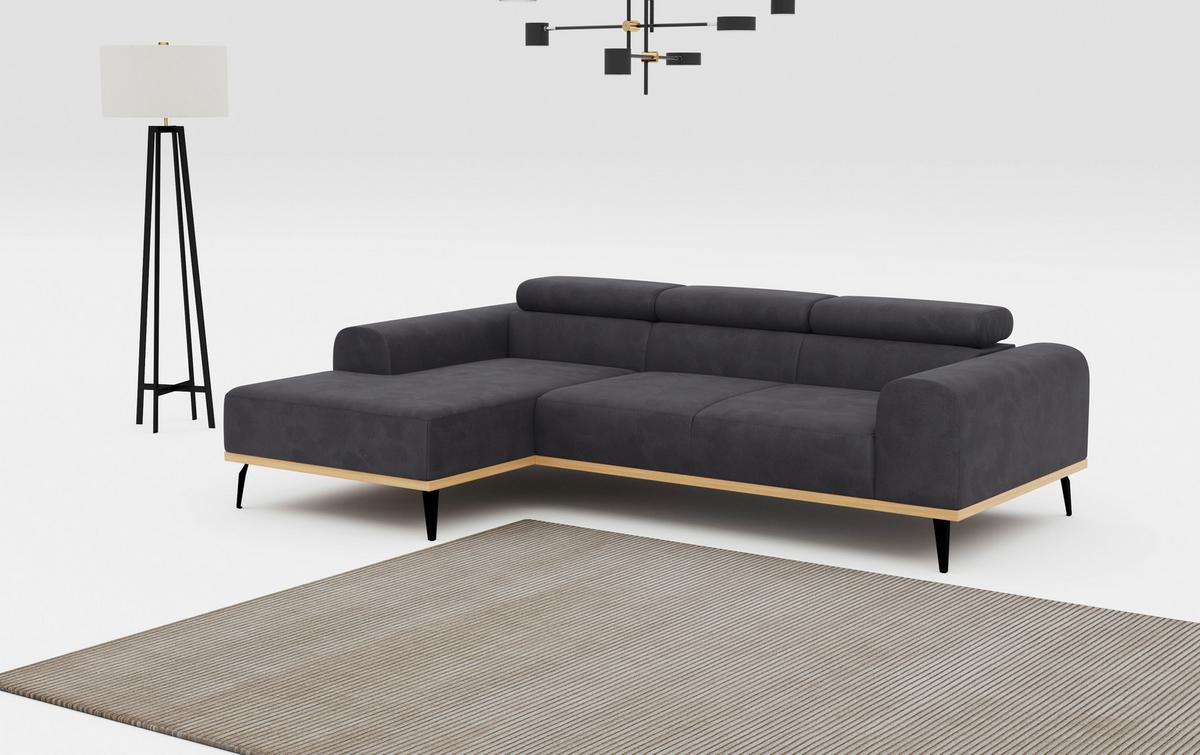 Ecksofa Schwarz Mit Sitzvorzug S: 157x244 Cm - Schwarz, KONVENTIONELL, Textil (157/244cm) - Cotta