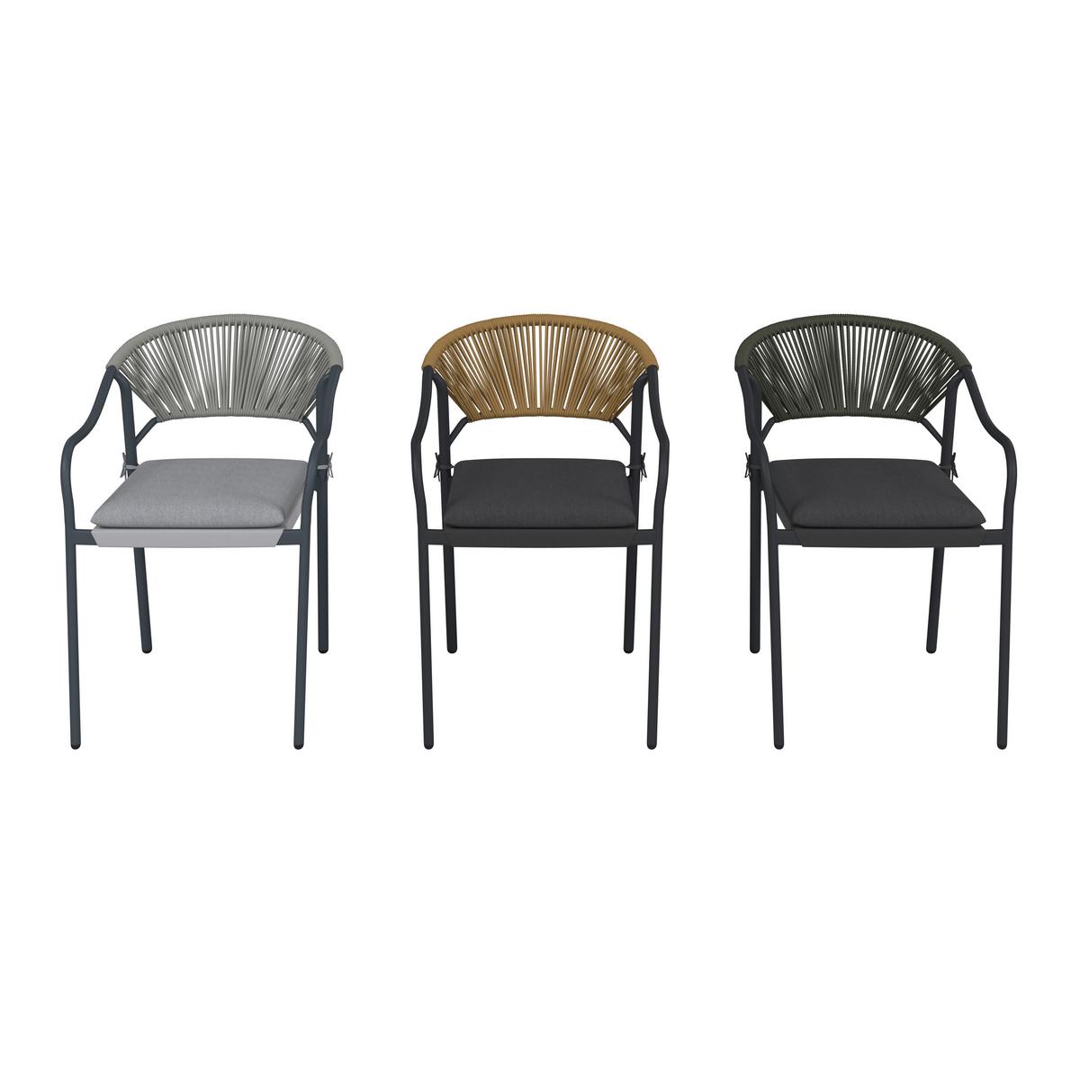 Gartensessel Lily Metall/kunststoff/textil - Dunkelgrau, MODERN, Kunststoff/Textil (55/61/85cm) - Luca Bessoni