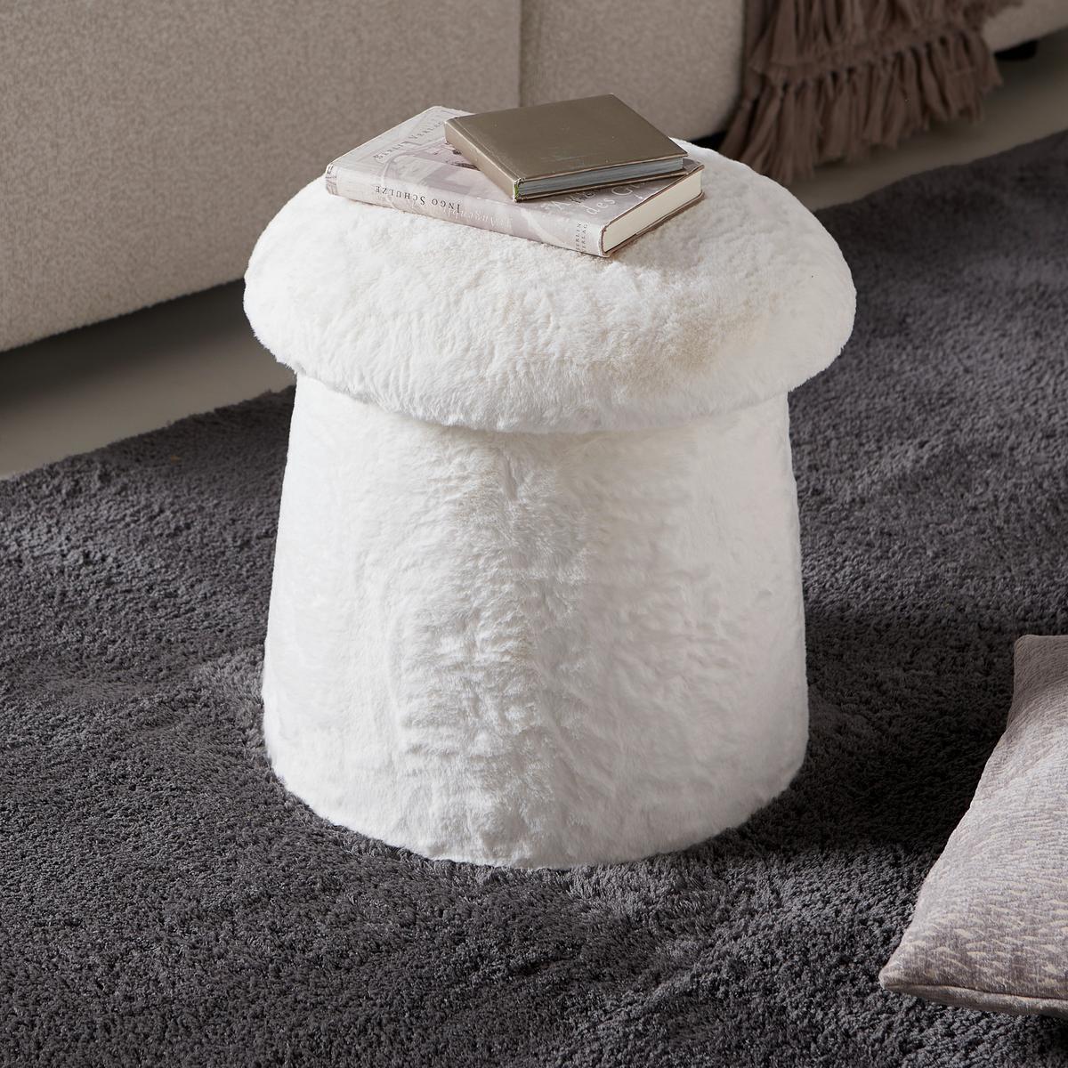 Taburet FUNGI -TREND- - bílá/krémová, Romantický / Rustikální, kompozitní dřevo/textil (41/43/41cm) - Premium Living