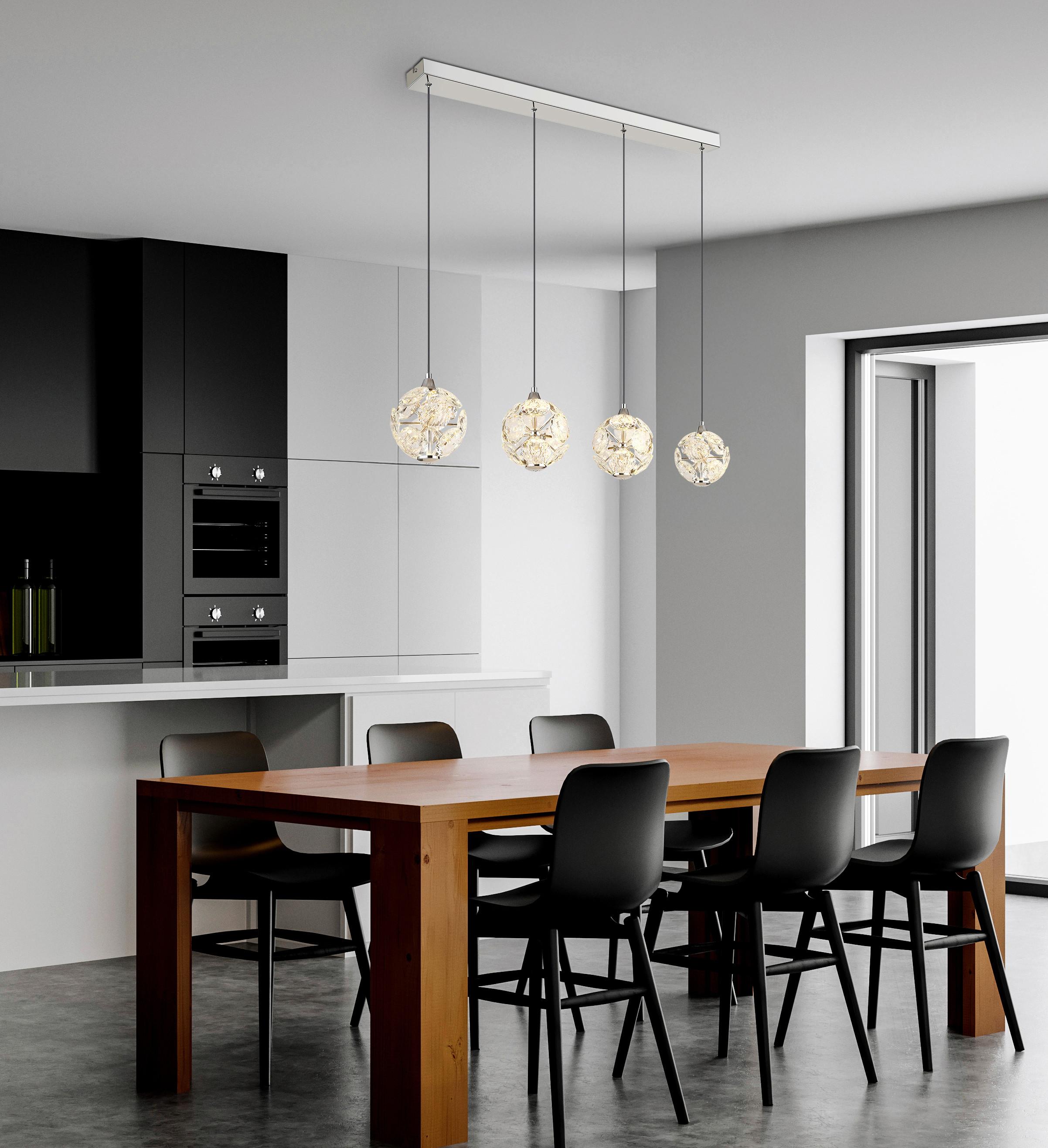 LED-Hängeleuchte Virina L:93cm Klar Schwarz Chromfarben - Klar/Chromfarben, KONVENTIONELL, Glas/Kunststoff (93/15/150cm) - Globo