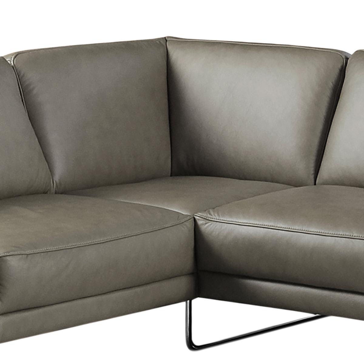 Ecksofa Spring Grau Chrom S: 250x273 cm - Chromfarben/Grau, Design, Leder (250/273cm) - Livetastic