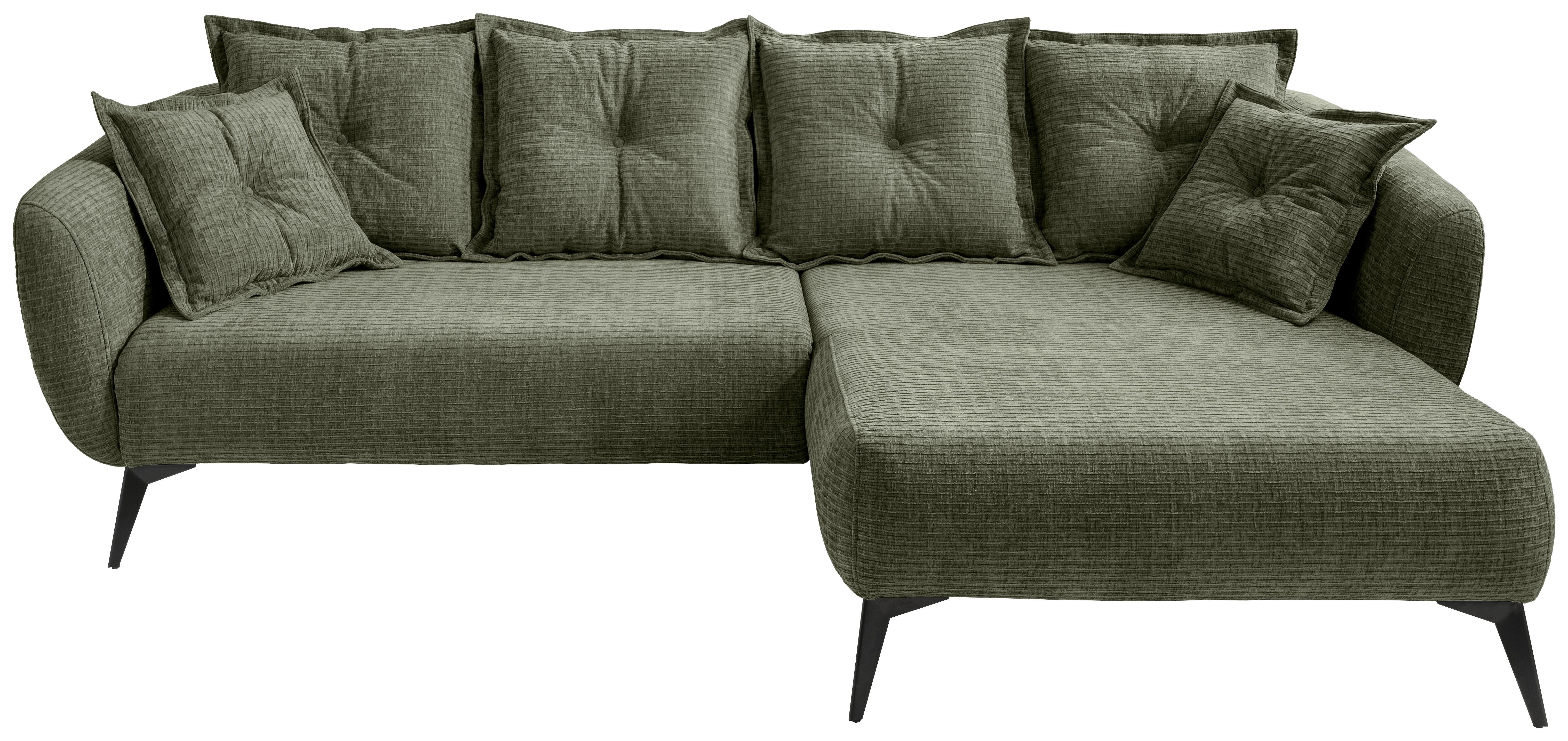 Ecksofa Baggio Olivgrün S: 277x162 cm - Schwarz/Olivgrün, MODERN, Textil (277/162cm) - Livetastic