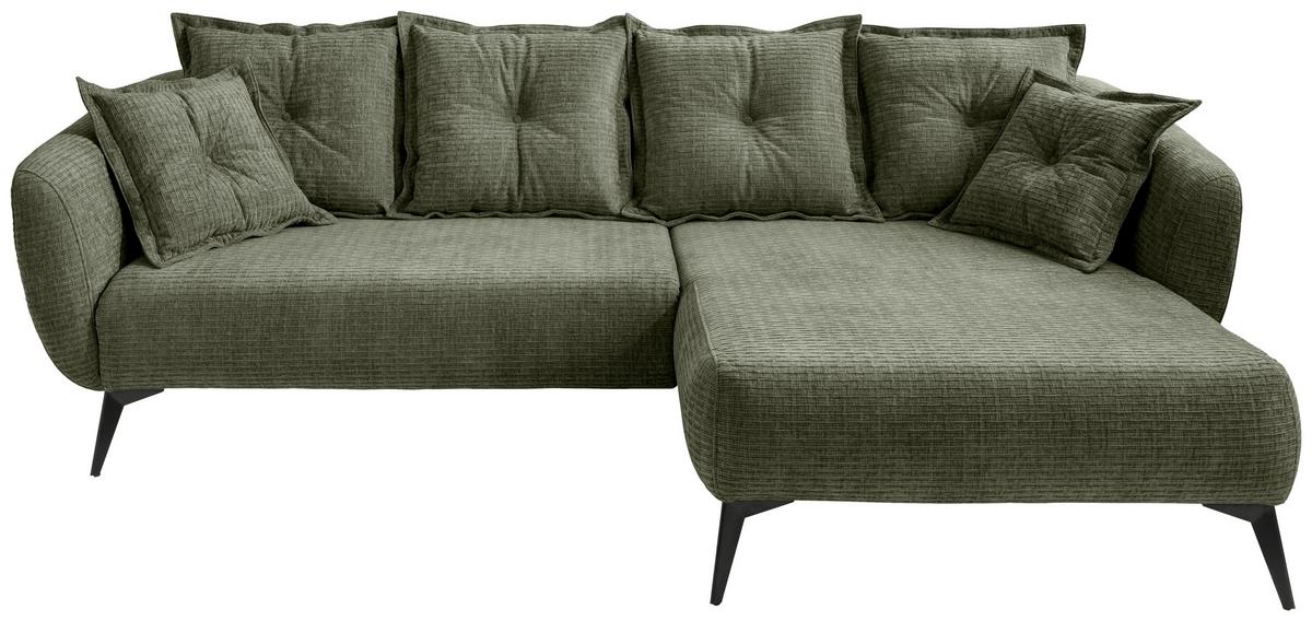Ecksofa Baggio Olivgrün S: 277x162 cm - Schwarz/Olivgrün, MODERN, Textil (277/162cm) - Livetastic