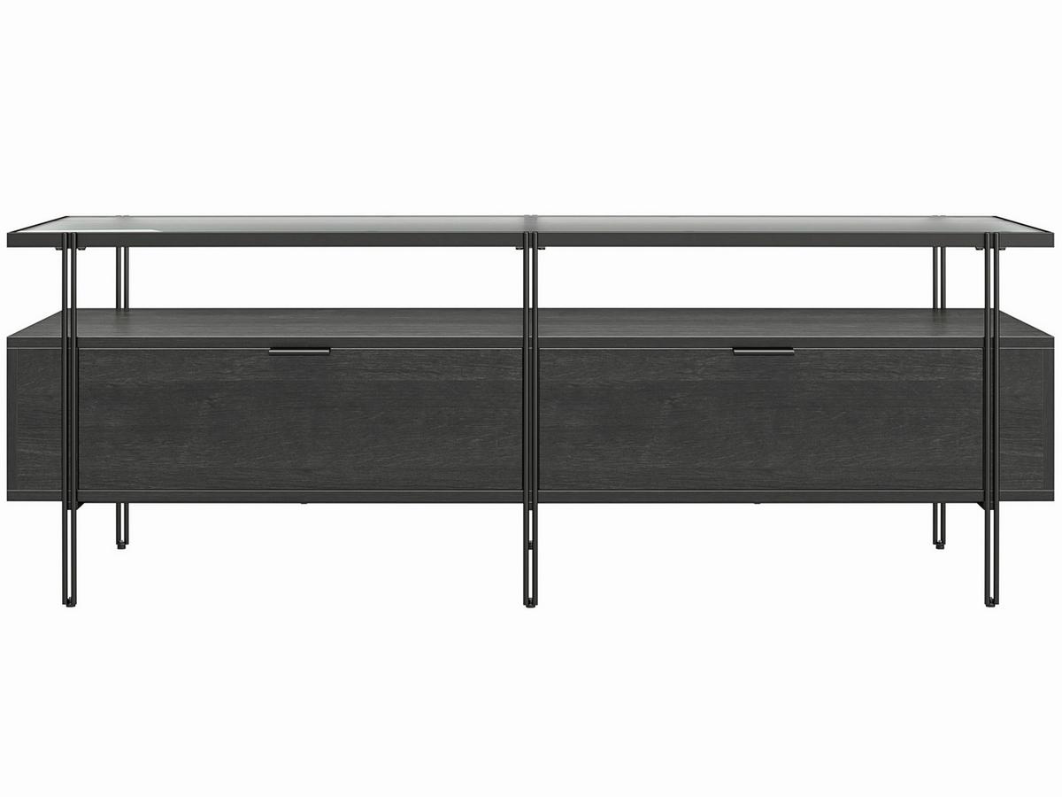 Lowboard Wainwright Schwarz B: 138 cm - Schwarz, Design, Glas/Papier (138/49/39cm) - MID.YOU