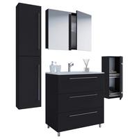 Badezimmer Schubo 5-teilig Schwarz B: 126 Cm - Alufarben/Schwarz, MODERN, Keramik/Holzwerkstoff (126cm) - MID.YOU