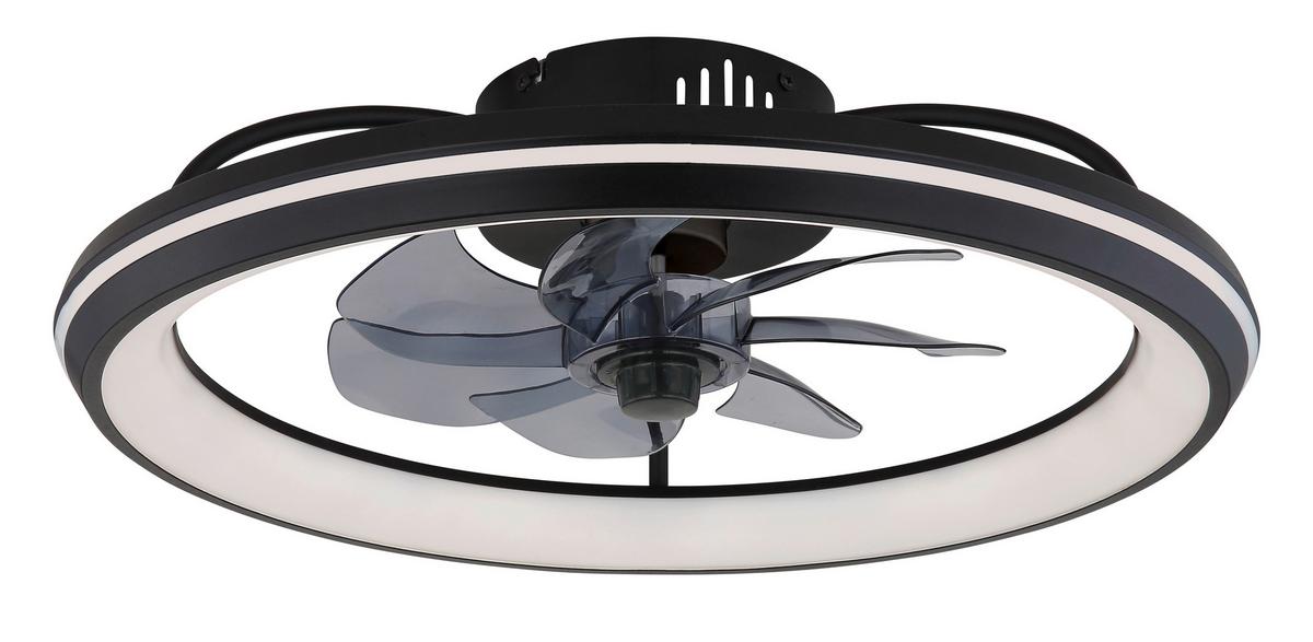 Deckenventilator 03643 - Opal/Schwarz, Design, Kunststoff/Metall (50/14cm) - Globo