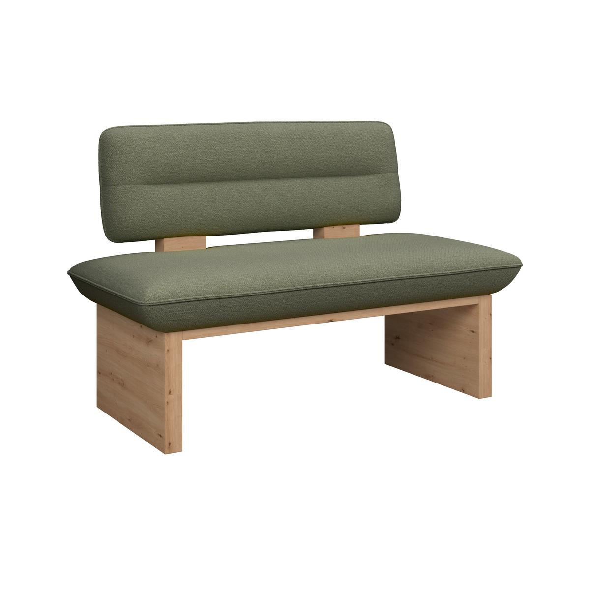 Sitzbank Beluna II Webstoff grün, B: 160cm - Eichefarben/Schwarz, KONVENTIONELL, Holzwerkstoff/Textil (160/87/67cm) - James Wood
