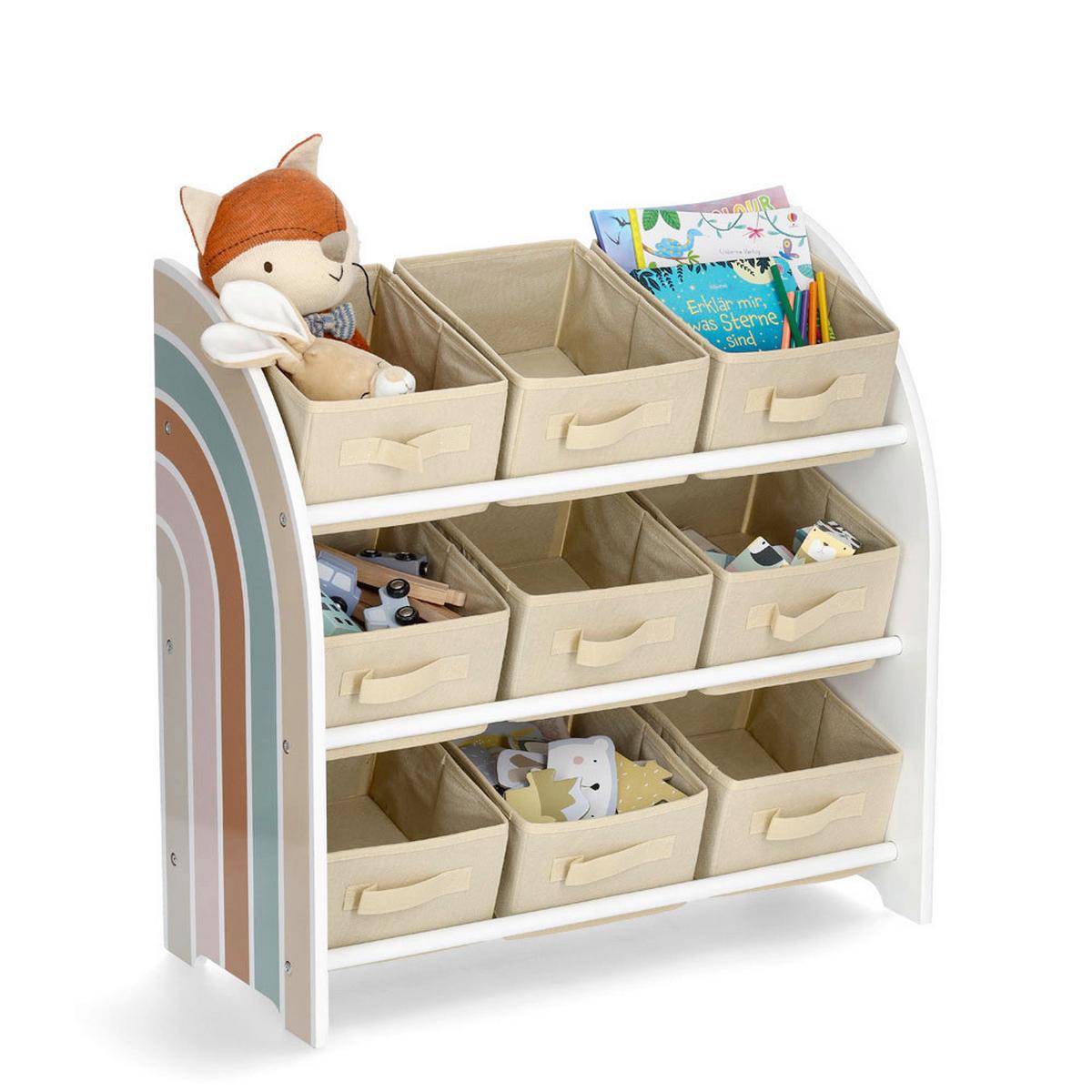 Kinderregal Rainbow - Beige/Weiß, Basics, Holzwerkstoff/Textil (65/30/64cm) - Zeller Present