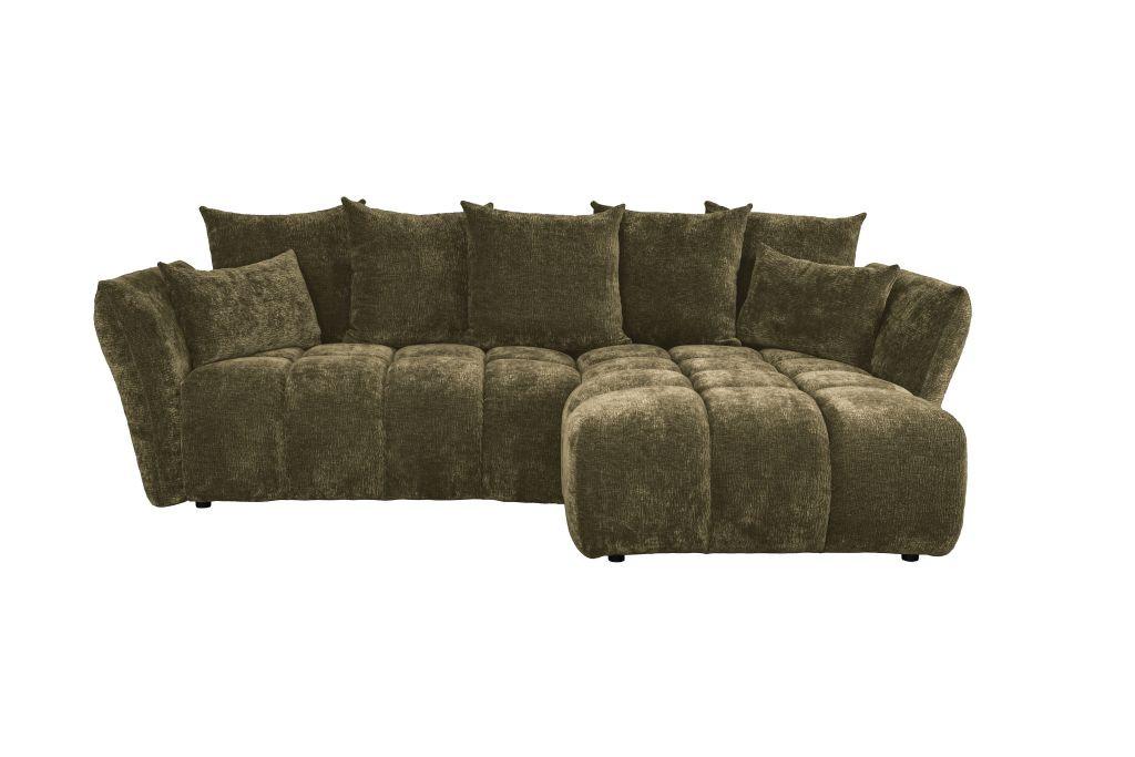 Univerzální sedačka CAMMELLIO, oliv.zelená žin., 7 polštářů - černá/olivově zelená, Moderní, textil (296/189cm) - Mömax