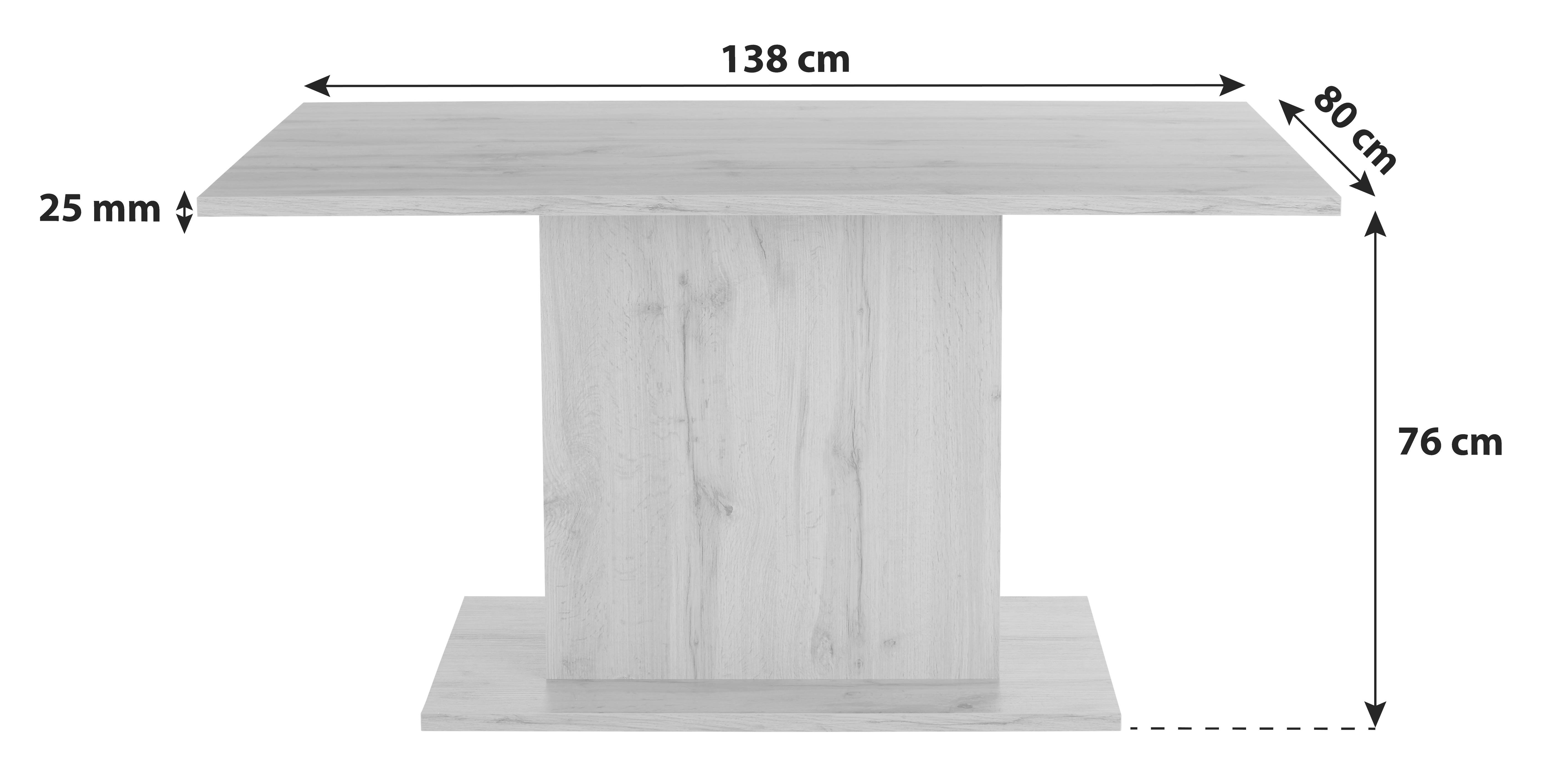 Esstisch Oskar 138x80 cm Weiß - Weiß, MODERN, Holzwerkstoff (138/76/80cm)