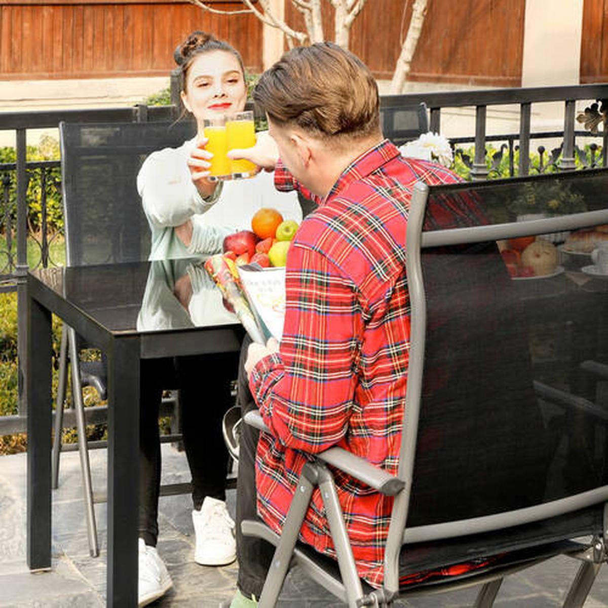 Campingsessel 4-tlg. Set, Klappbar, Schwarz, B: 70cm - Anthrazit/Schwarz, Basics, Textil/Metall (70/106/56cm) - Modante