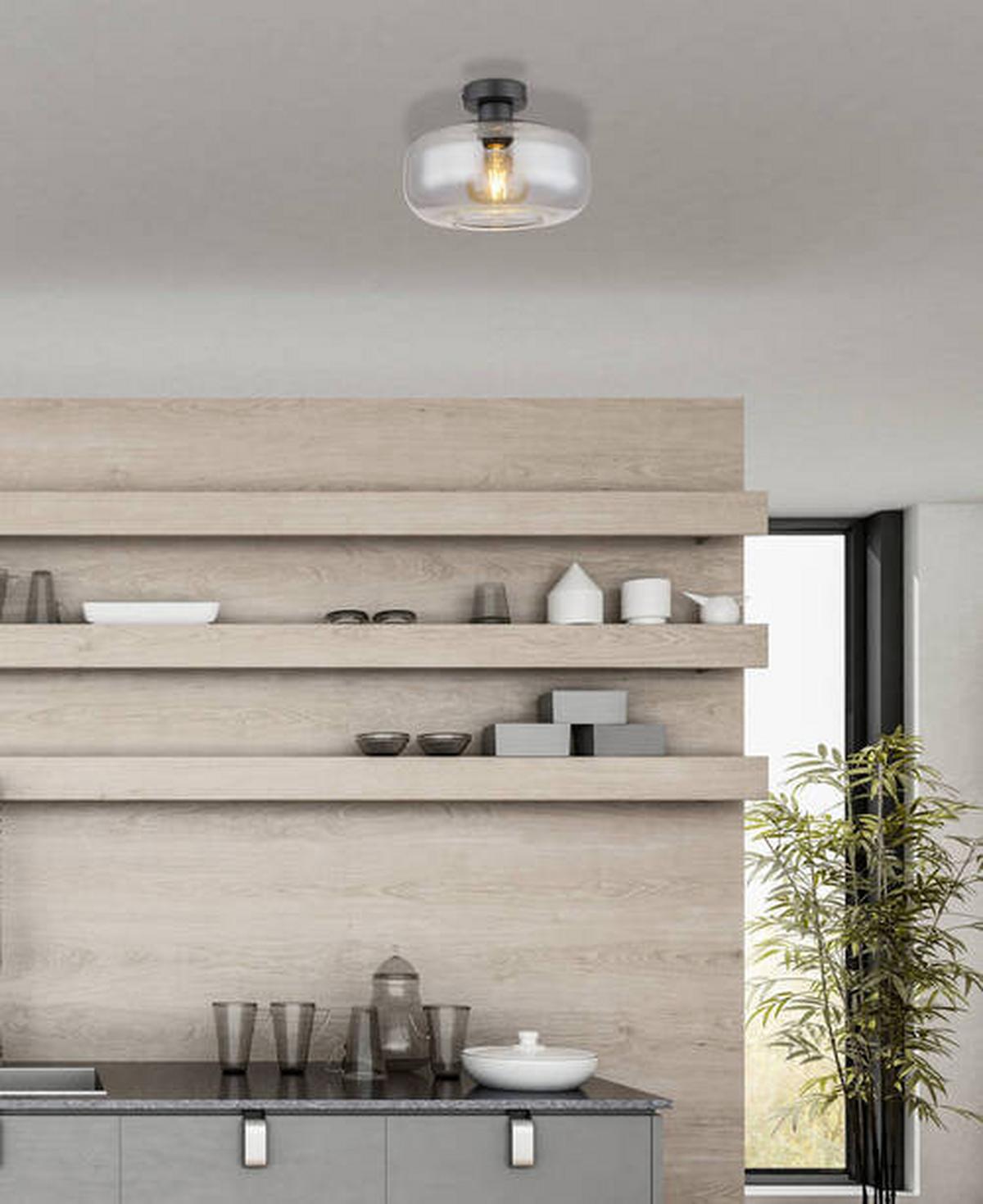 Deckenleuchte 15566d - Schwarz, Design, Glas/Metall (28/20,5cm) - Globo