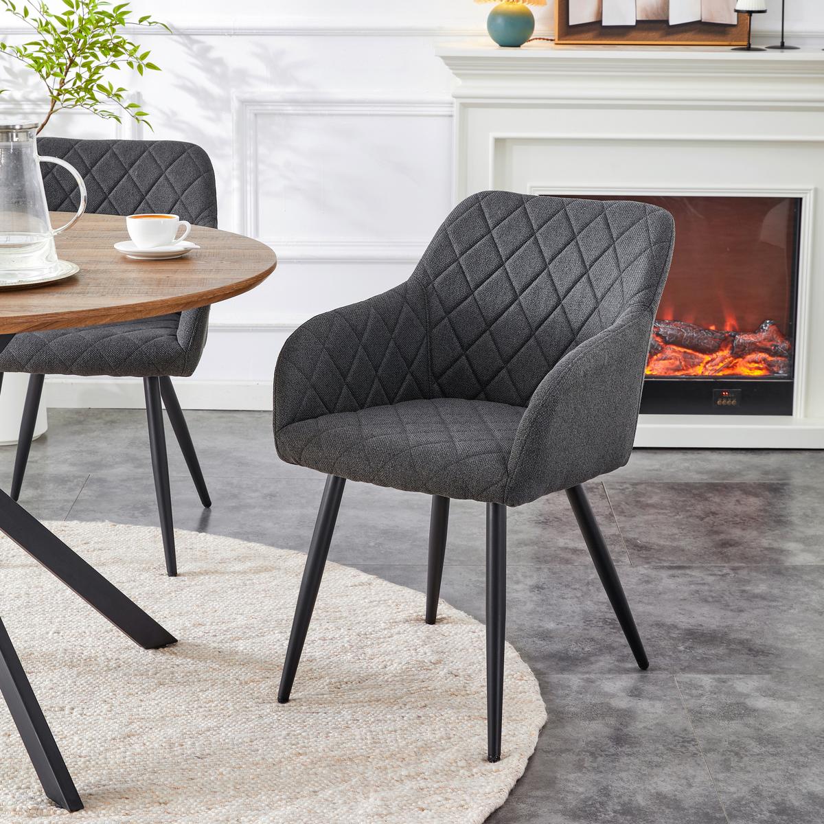 Stuhl-Set Lea Anthrazit 56 cm - Anthrazit/Schwarz, MODERN, Textil/Metall (56/83/60cm) - MID.YOU