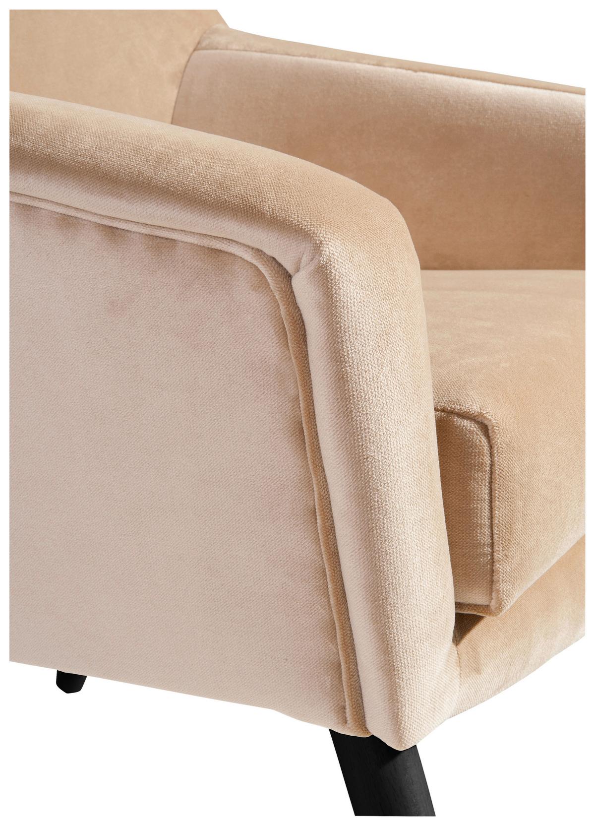 Polstersessel Mit Armlehnen Alegro Samt Sandfarben - Sandfarben/Schwarz, Design, Textil (67/81/71cm) - Max Winzer