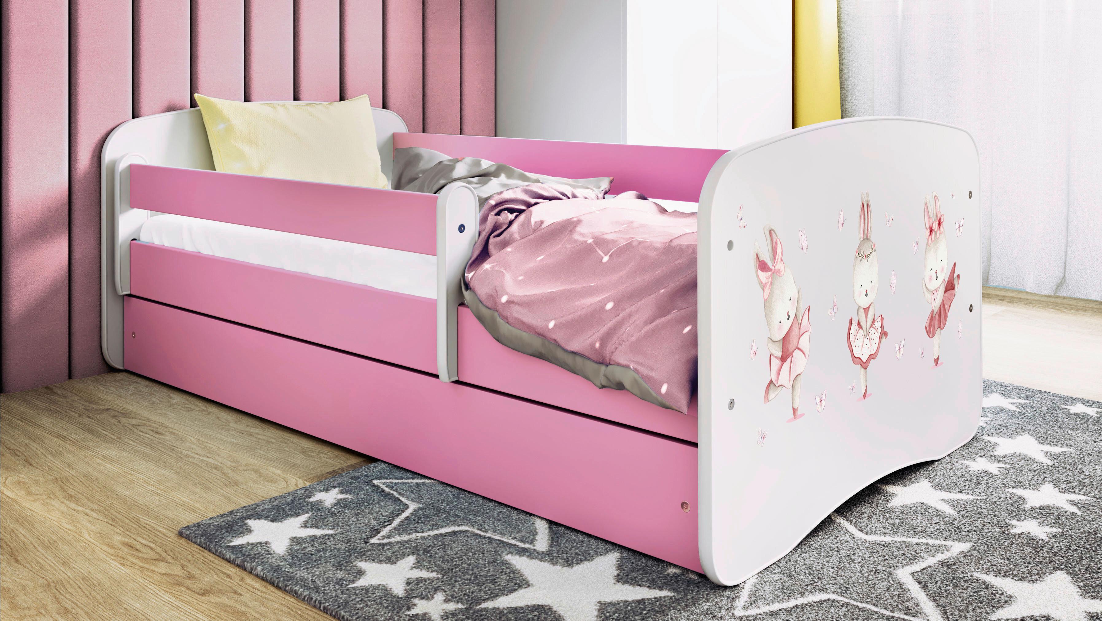 Kinder-/Juniorbett Babydreams inkl. Matratze 80x160 - Pink/Birkefarben, MODERN, Holz/Holzwerkstoff (80/160cm) - MID.YOU