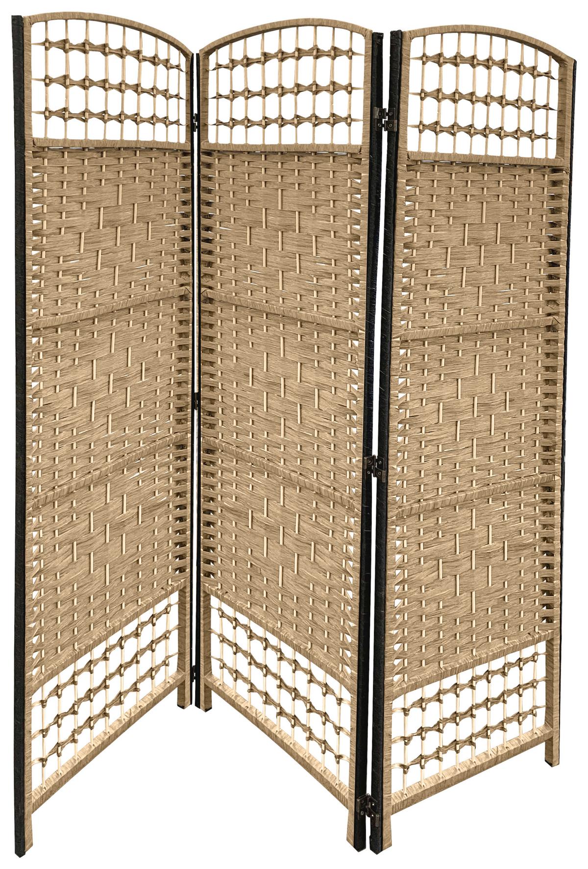 Paravent Bettina B: 126 cm 3 Paneele Bambus Natur/Schwarz - Schwarz/Naturfarben, MODERN, Holz/Papier (126/170/2cm)
