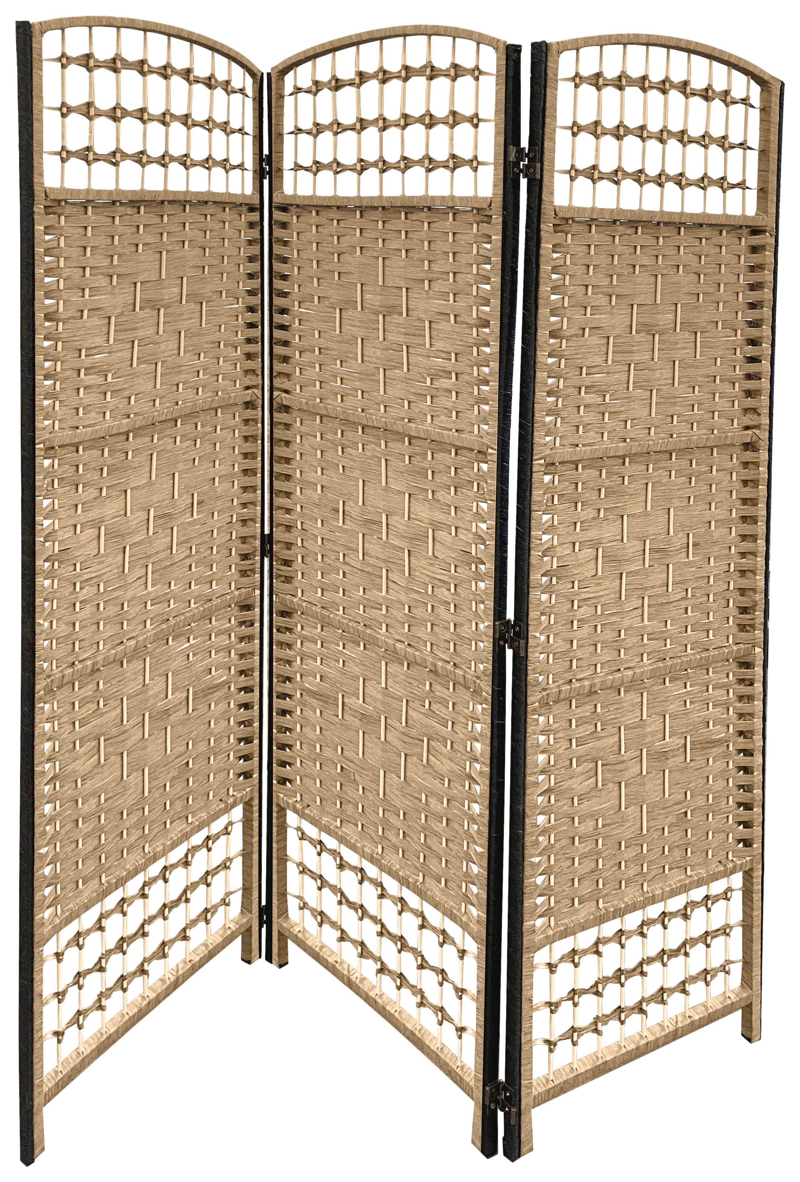 Paravent Bettina B: 126 cm 3 Paneele Bambus Natur/Schwarz