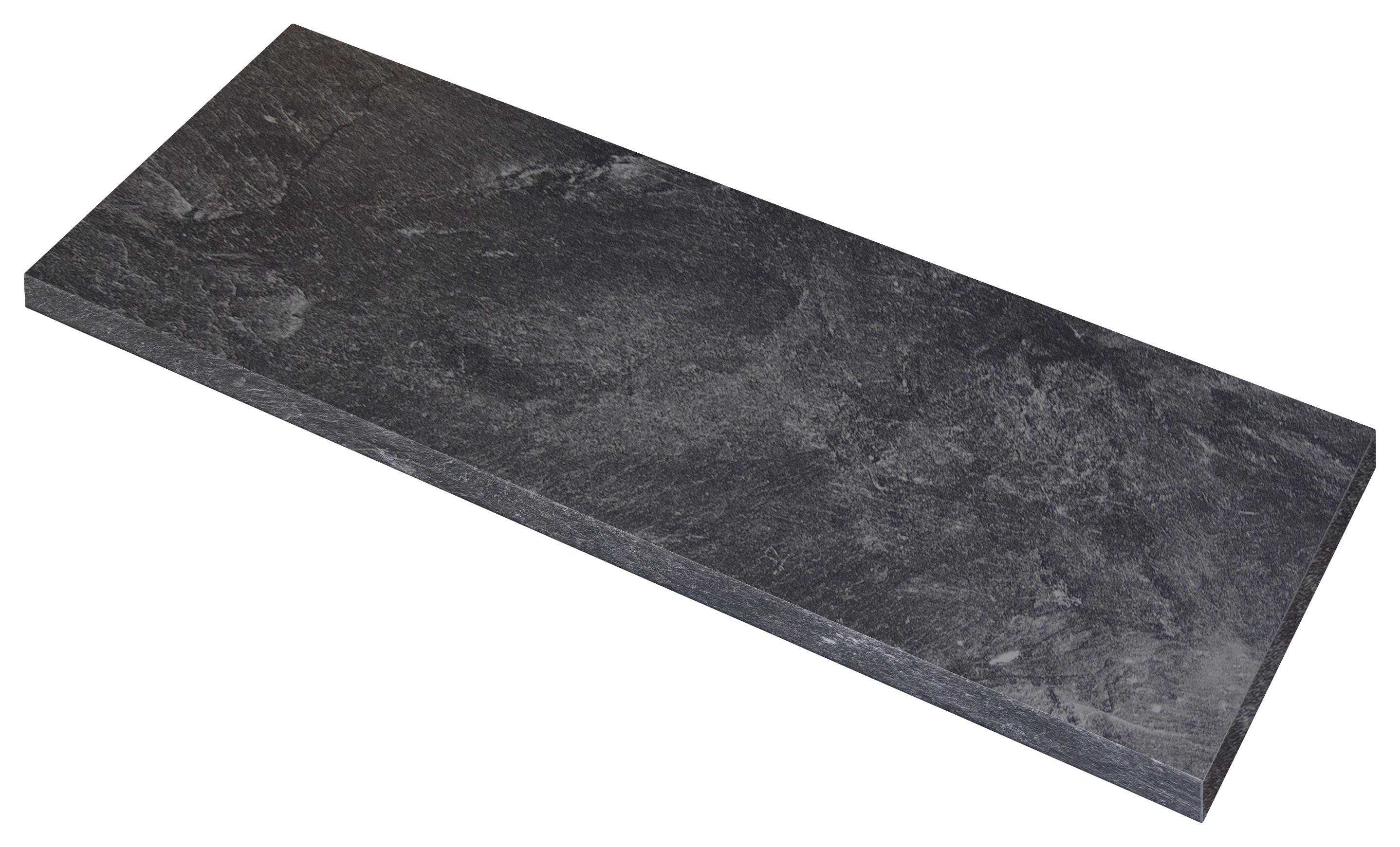 Küchenarbeitsplatte Alba 150 Cm Schiefer Doppelrund - Schieferfarben, MODERN, Holzwerkstoff (150/3,8/60cm)