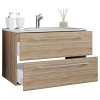 Waschtischkombi Badinos Sonoma Eiche B: 81 Cm - Weiß/Sonoma Eiche, MODERN, Keramik/Holzwerkstoff (81cm) - MID.YOU