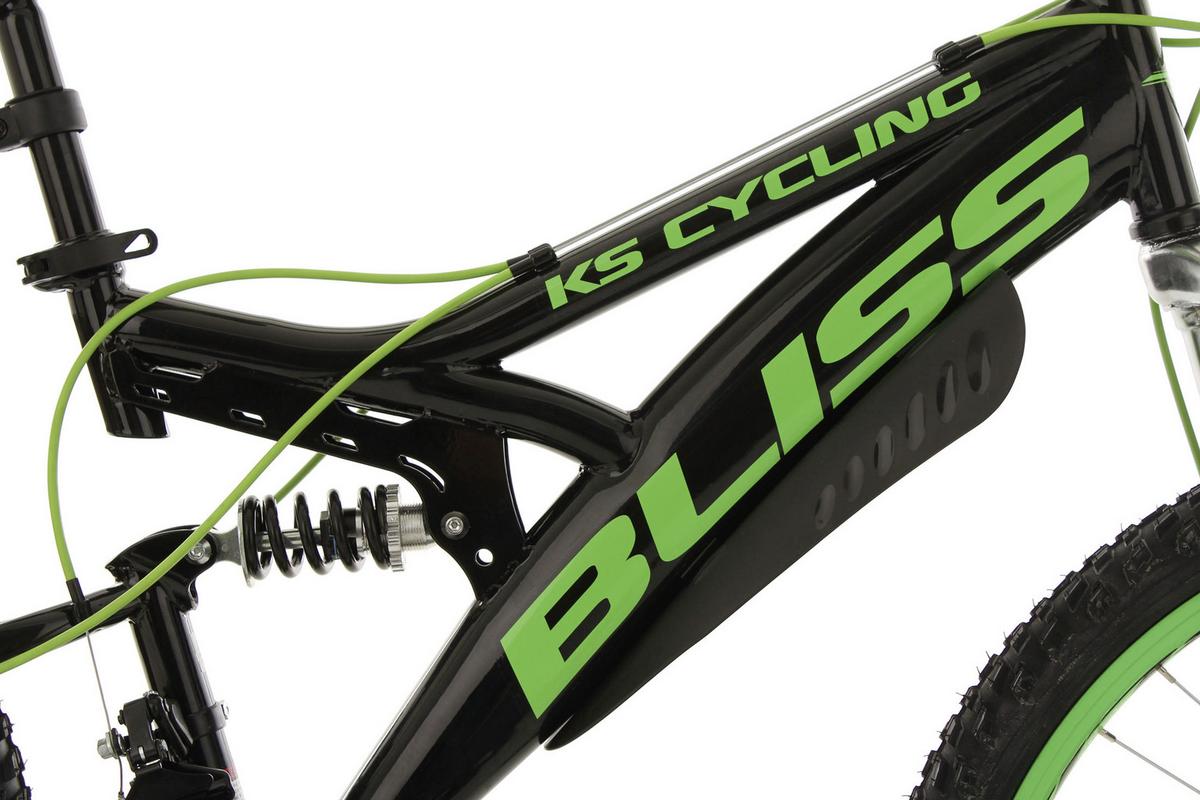 Kinderfahrrad 24 Zoll Fully Bliss 18 Gänge - Schwarz/Grün, Basics, Metall (180/70/80cm) - KS Cycling