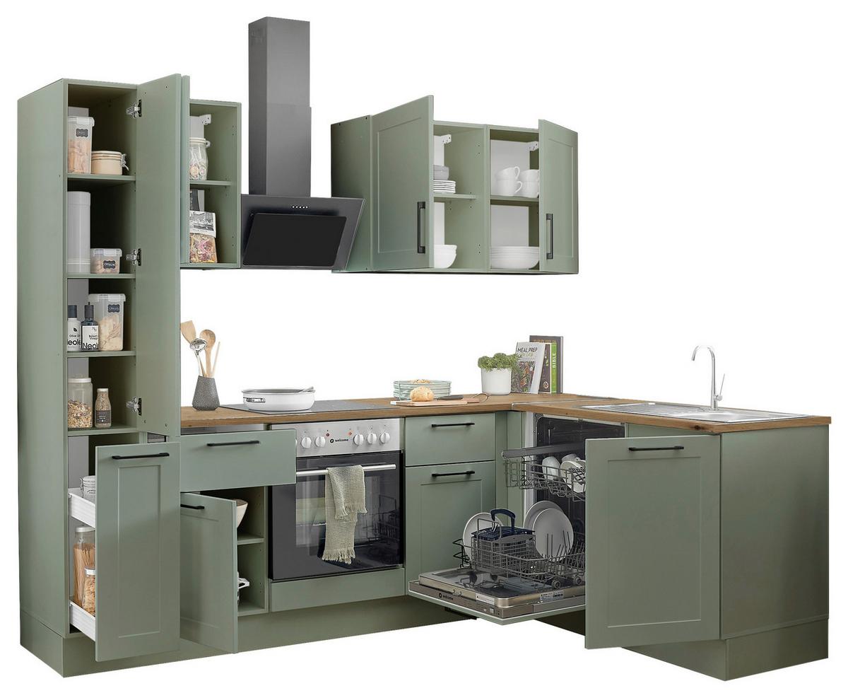 Eckküche Marseille Grün/eiche Dekor S: 250x175 Cm - Eiche Artisan/Grün, Design, Holzwerkstoff (250/175cm) - MID.YOU