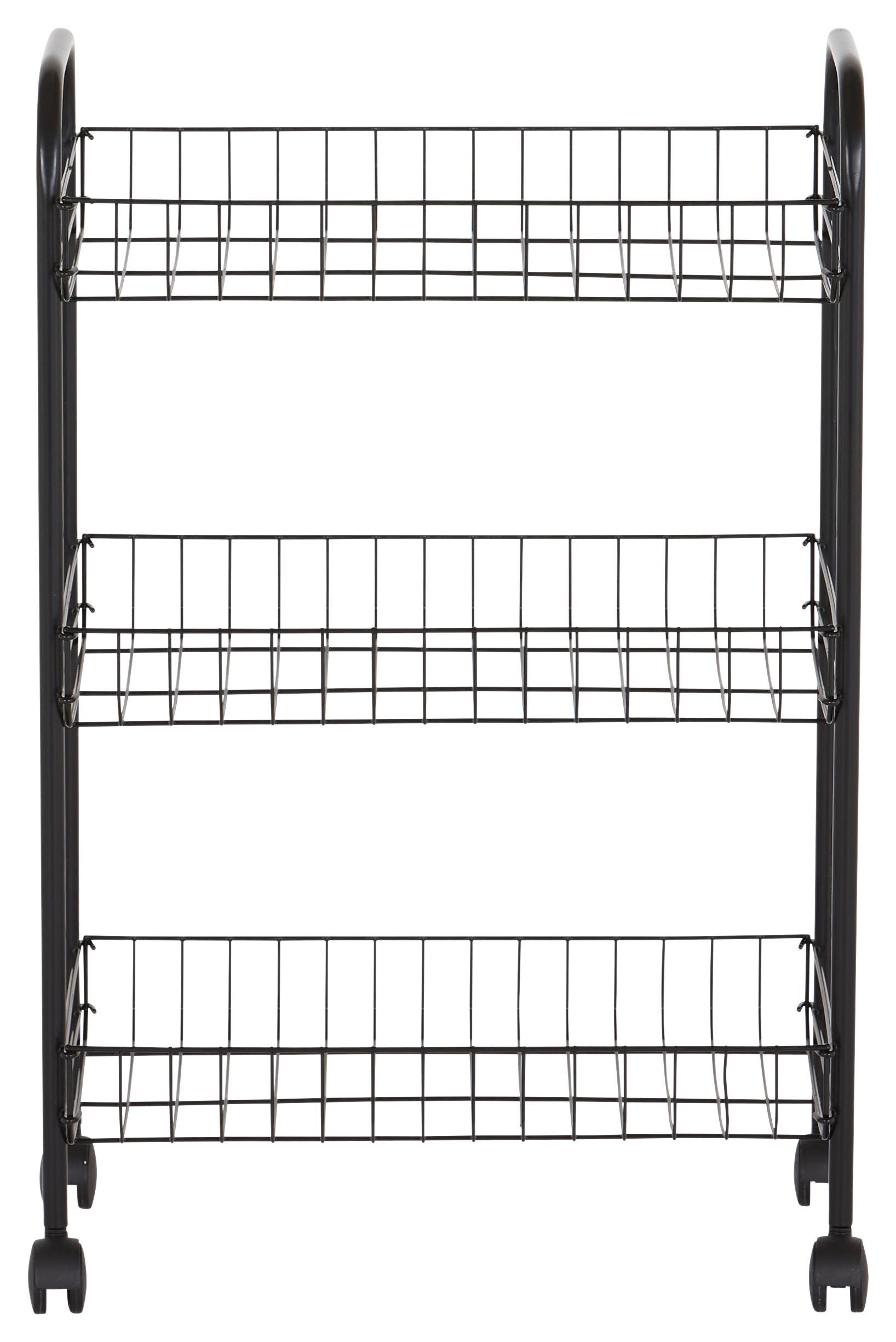 Polc Sprinter - fekete, Basics, műanyag/fém (41/23/61cm) - Metaltex