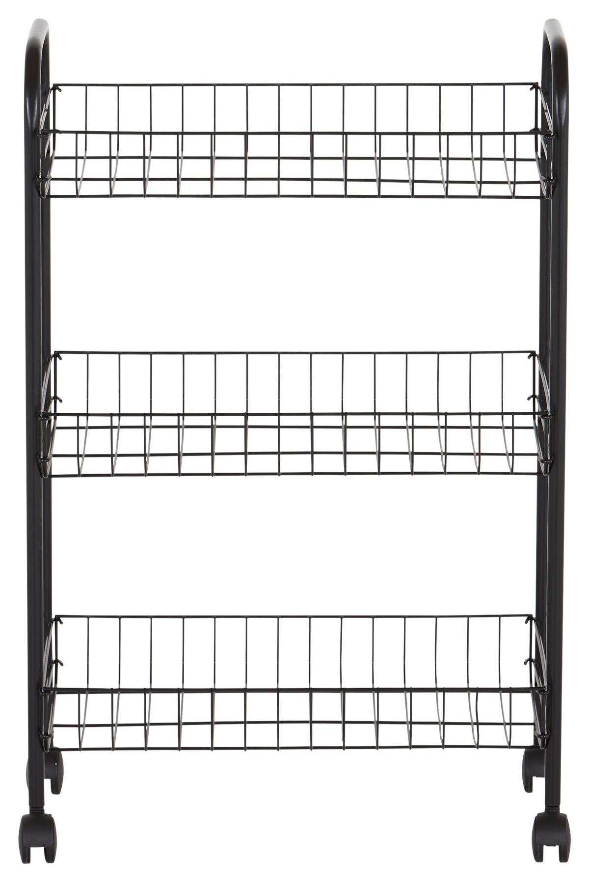Polc Sprinter - fekete, Basics, műanyag/fém (41/23/61cm) - Metaltex