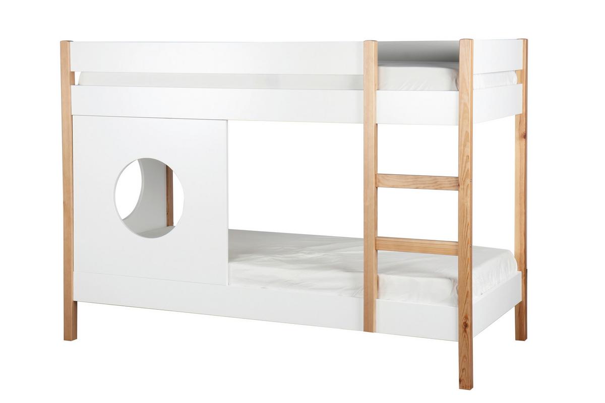 ETAGENBETT Naturfarben/Weiß 90x200cm - Naturfarben/Weiß, Design, Holz/Holzwerkstoff (90/200cm) - Livetastic