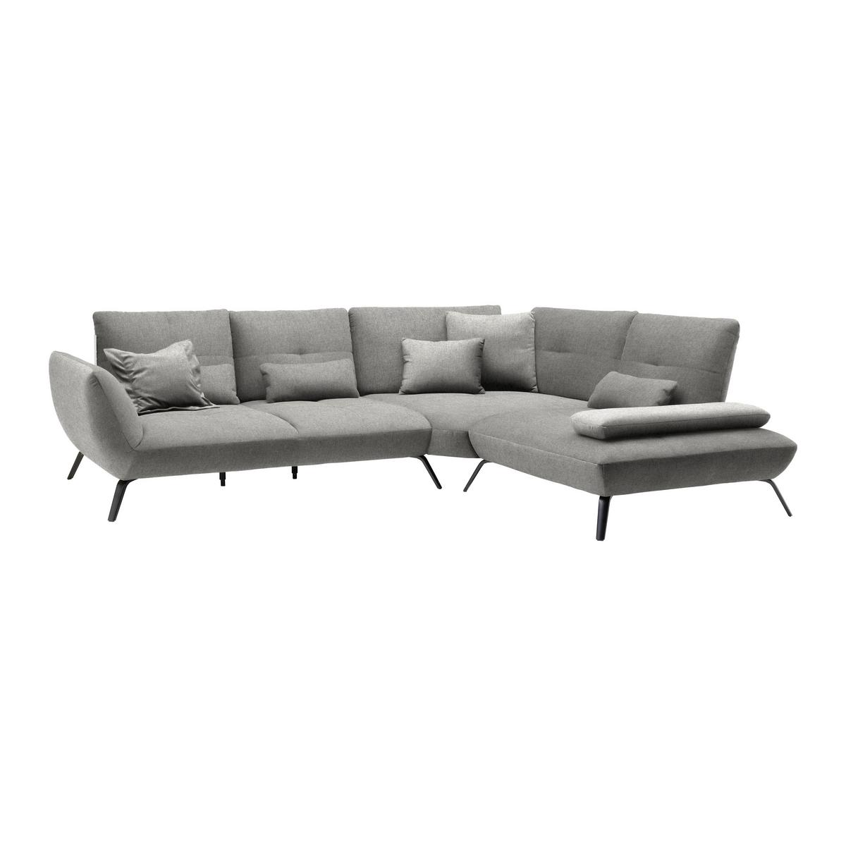 Rohová sedačka TRENDY, pravá, sivá - čierna/sivá, Modern, kov/kompozitné drevo (310/93/250cm) - Premium Living