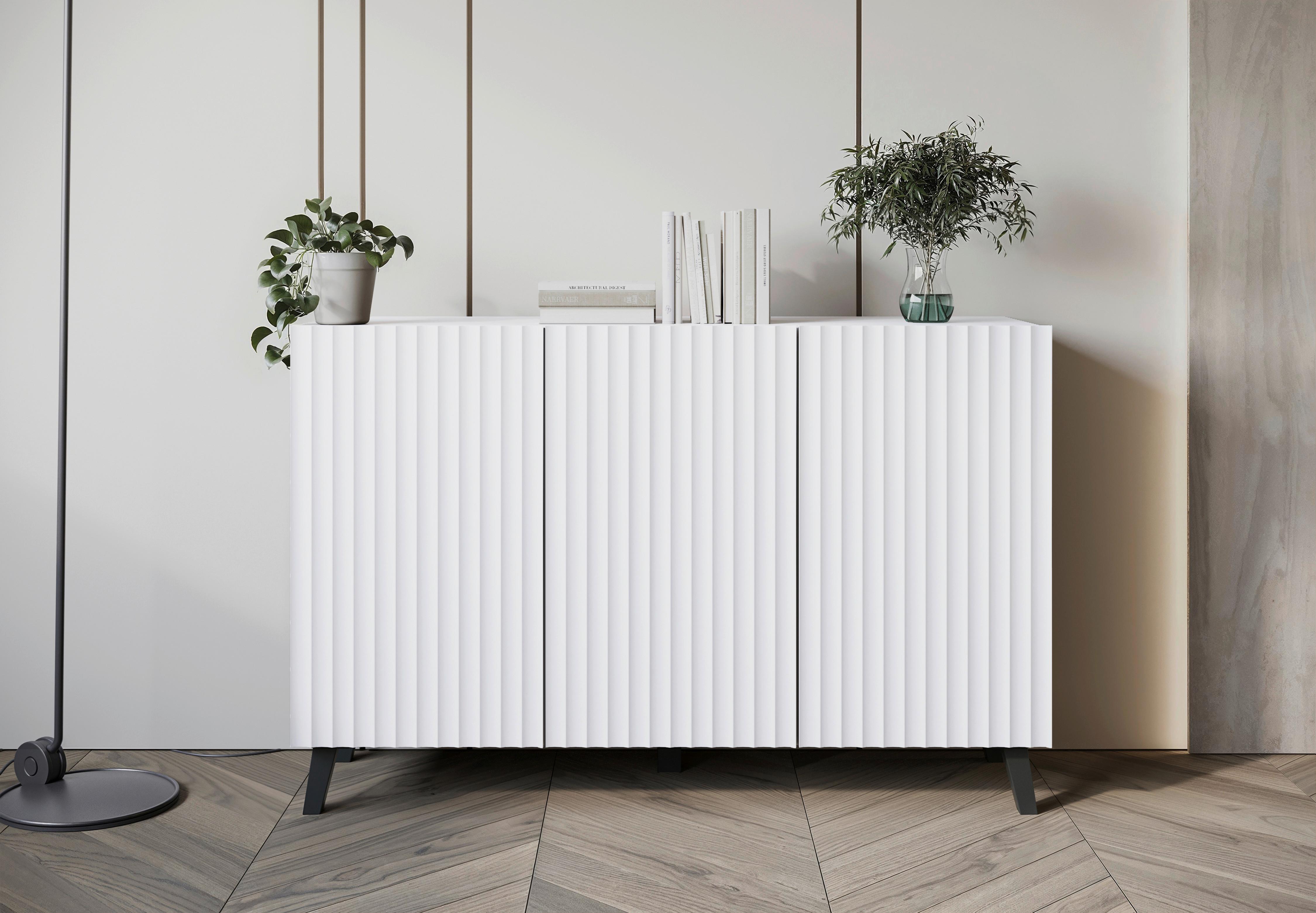 Široká komoda PHUKET š: 120 cm - čierna/biela, Design, kompozitné drevo/plast (120/78/39,1cm) - Livetastic