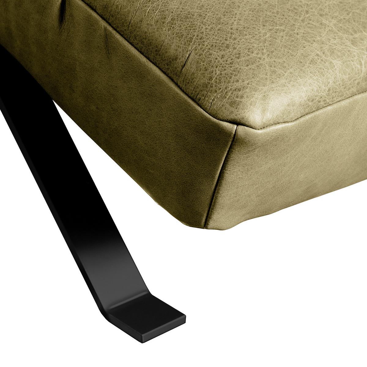 Relaxliege Swing Black Olivgrün B: 65 Cm - Schwarz/Olivgrün, Design, Leder (65/65-95/171cm) - Livetastic