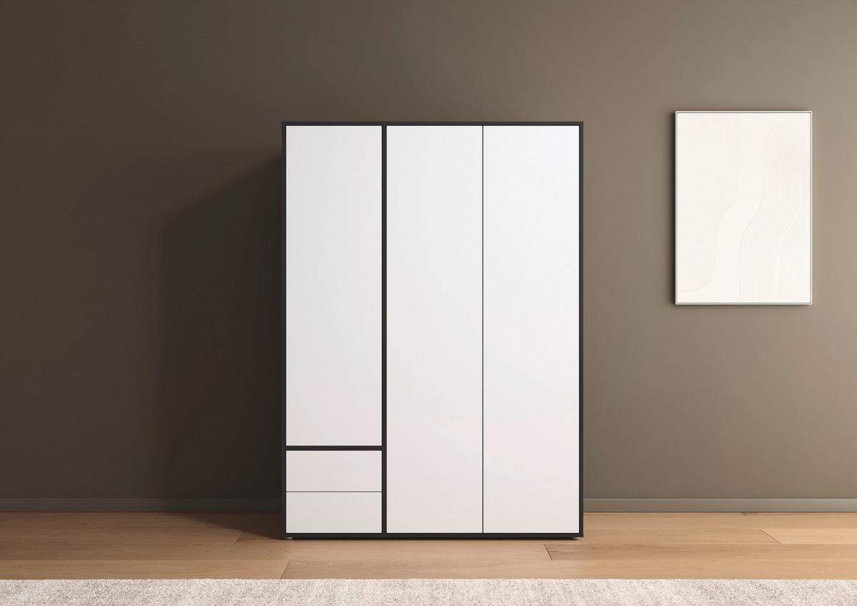 Drehtürenschrank Nabila Grau Weiß B: 140 cm - Weiß/Grau, MODERN, Holzwerkstoff (140/194/53cm) - Rauch Möbel