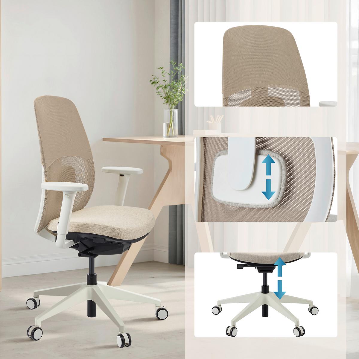 DREHSTUHL Skandis Beige B: 71cm - Beige/Weiß, MODERN, Kunststoff/Textil (71/112/66cm) - MID.YOU