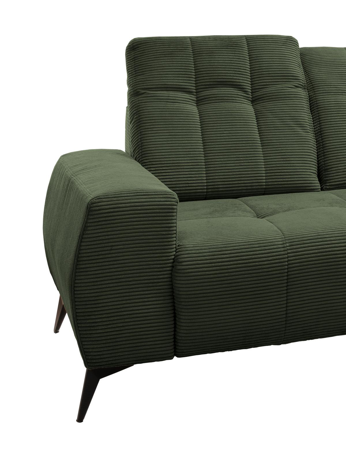 Ecksofa mit USB Anschluss Sano, Dunkelgrün,s: 258x180 cm - Dunkelgrün/Schwarz, MODERN, Textil (258/180cm) - Livetastic