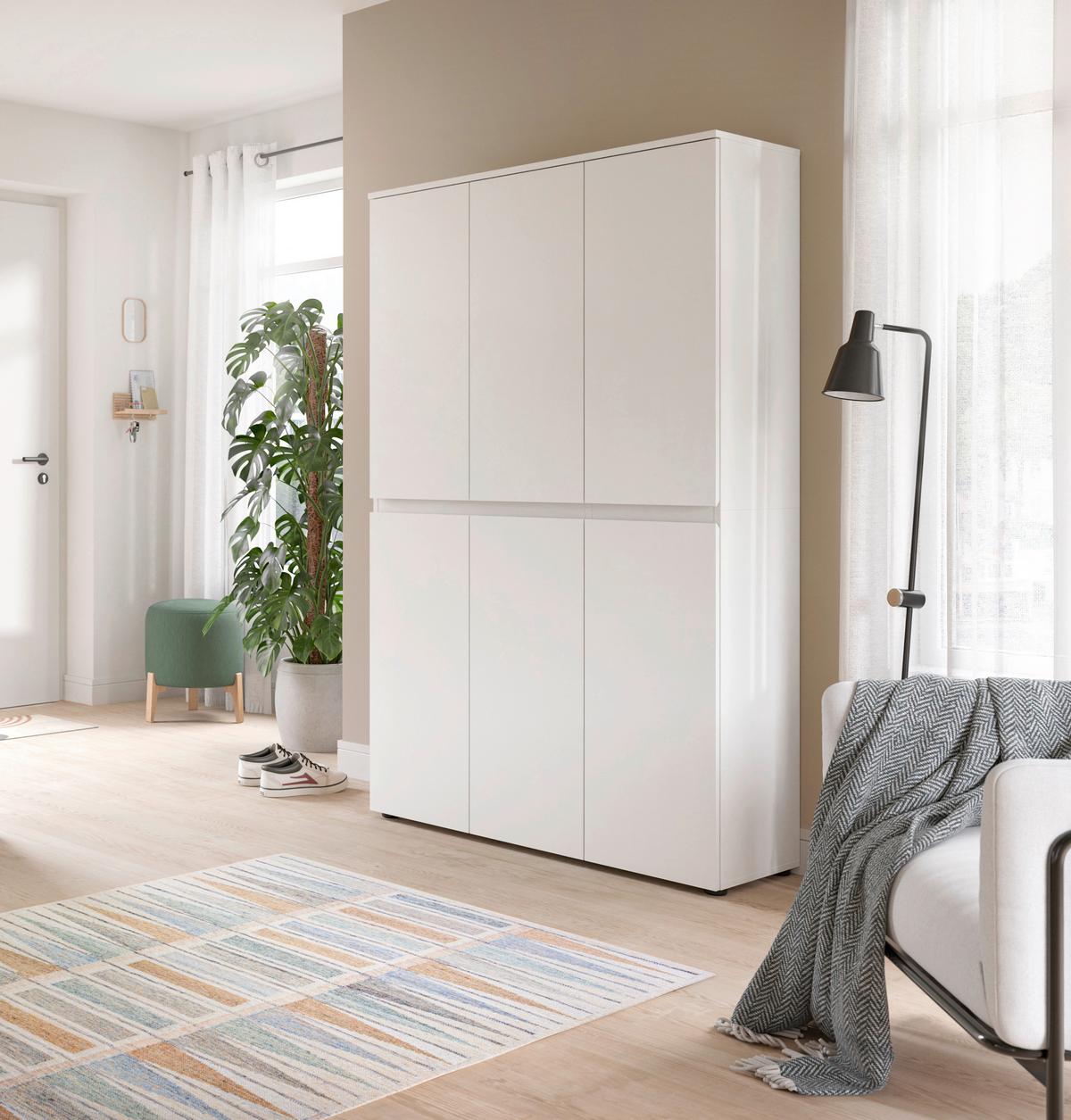 Garderobenschrank Scarpa, Weiß B: 105 Cm - Schwarz/Weiß, Design, Holzwerkstoff (105/175/37cm) - Livetastic