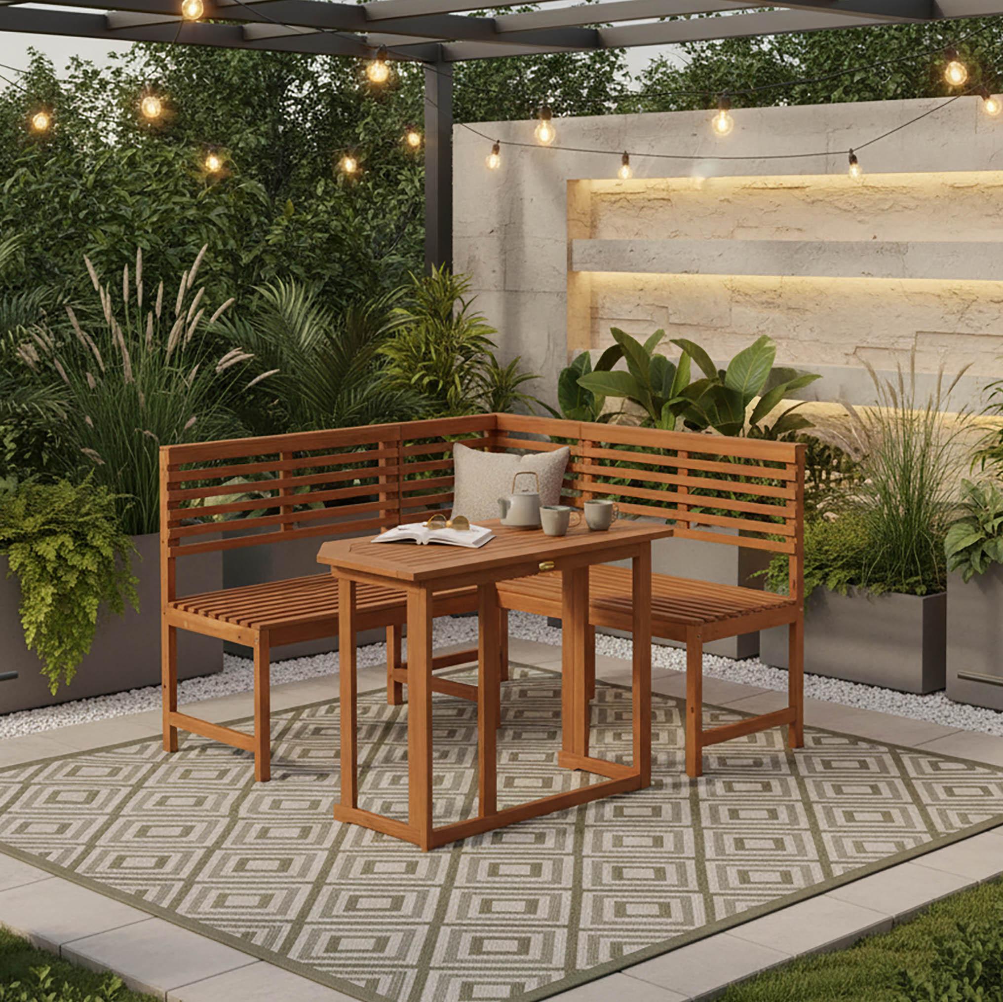 Gartengarnitur 2-Tlg. Echtholz Gartenset - Naturfarben, KONVENTIONELL, Holz (90/51/75cm) - Gardenson