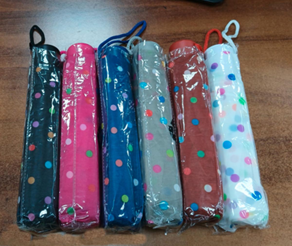 Esernyő Színes Pöttyös - pink/fekete, Basics, műanyag/textil