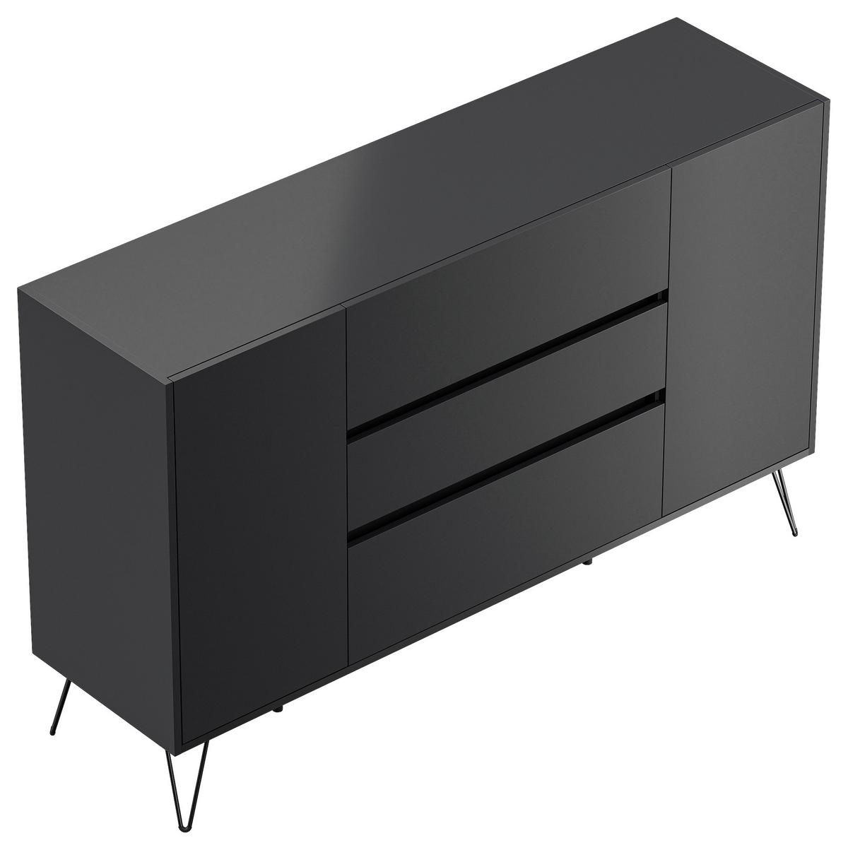 Sideboard Posseik Industrial Graphitfarben B: 155 Cm - Schwarz/Graphitfarben, Design, Holzwerkstoff (155/93,6/42cm) - P & B