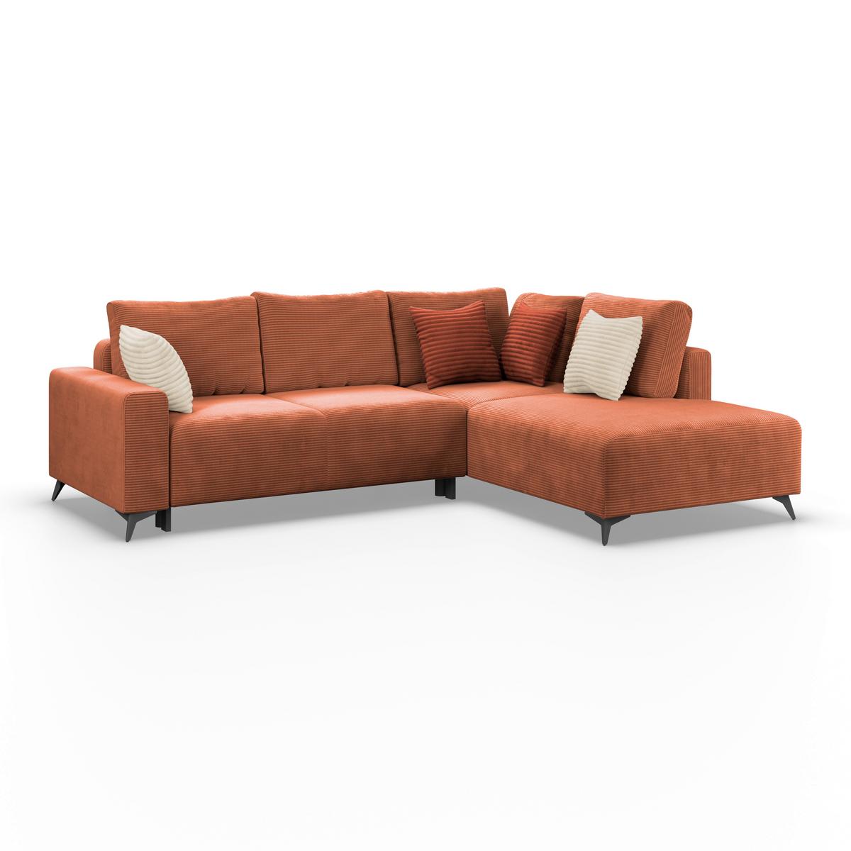 Ecksofa Mit Schlaffunktion Lincoln Kupfer Cord 270x212 Cm - Schwarz/Kupferfarben, MODERN, Textil (270/212cm)