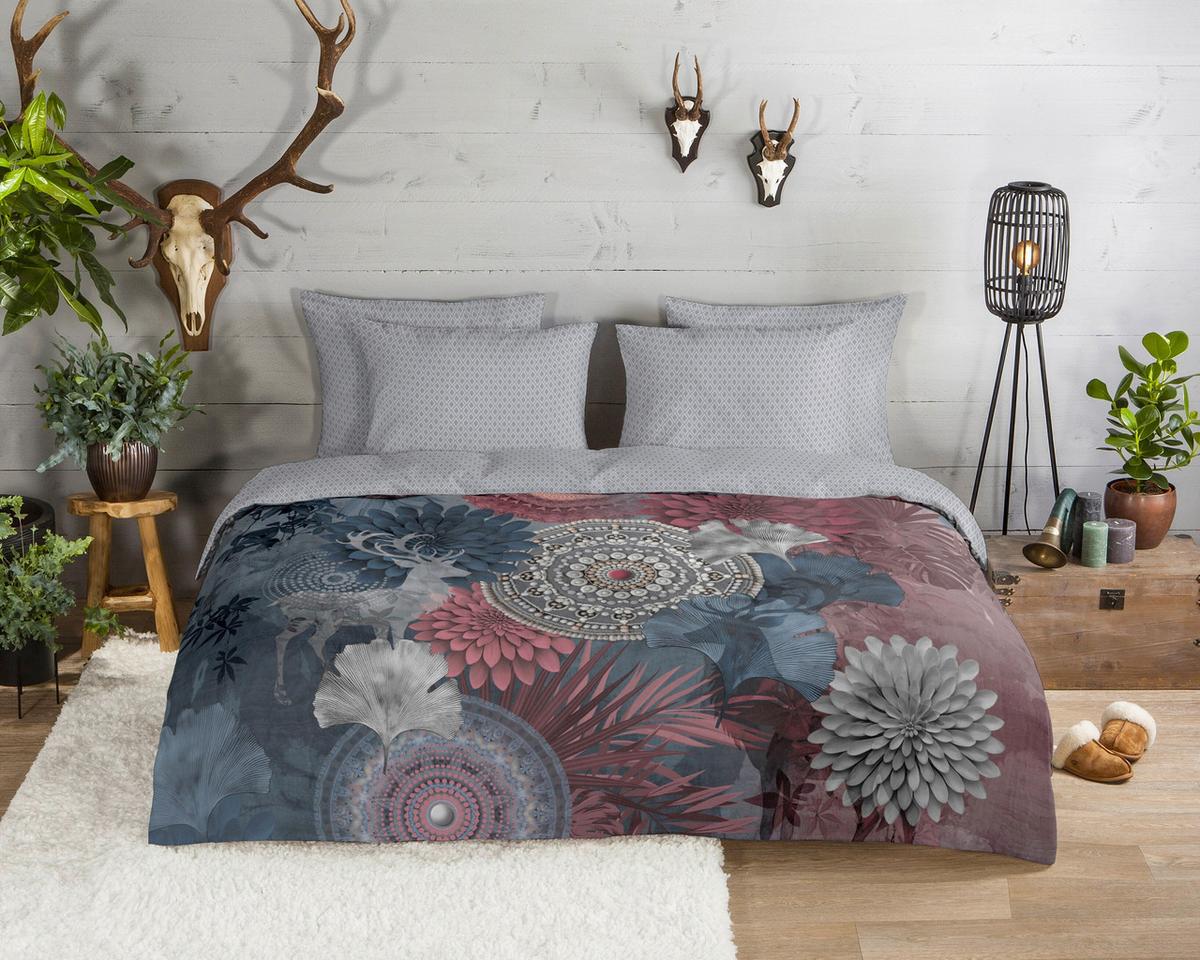 BETTWÄSCHE MAKENNA - Bordeaux/Anthrazit, Basics, Textil (140/200cm)