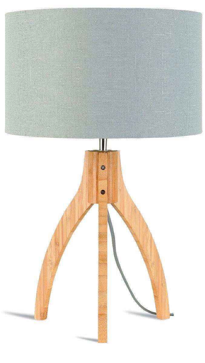Tischleuchte Annapurna/T/3220/Lg - Hellgrau/Naturfarben, Trend, Holz/Textil (36/54cm) - Good & Mojo