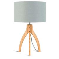 TISCHLEUCHTE ANNAPURNA/T/3220/LG - Hellgrau/Naturfarben, Trend, Holz/Textil (36/54cm) - Good & Mojo