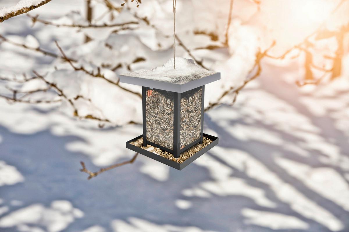 Vogelfuttersilo View Bxhxt: 16x17x5x16 Cm - Silberfarben, Basics, Metall (16/17,5/16cm) - Windhager