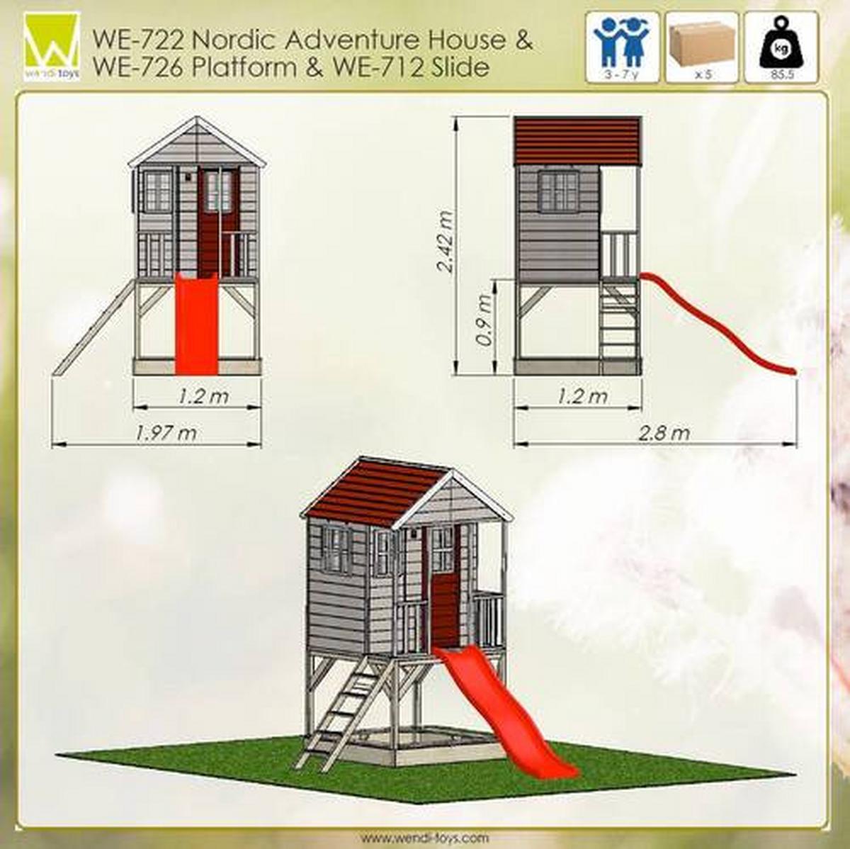 Spielhaus Frosch Naturfarben/Rot, B: 197 cm - Rot/Naturfarben, KONVENTIONELL, Holz (197/242/280cm)