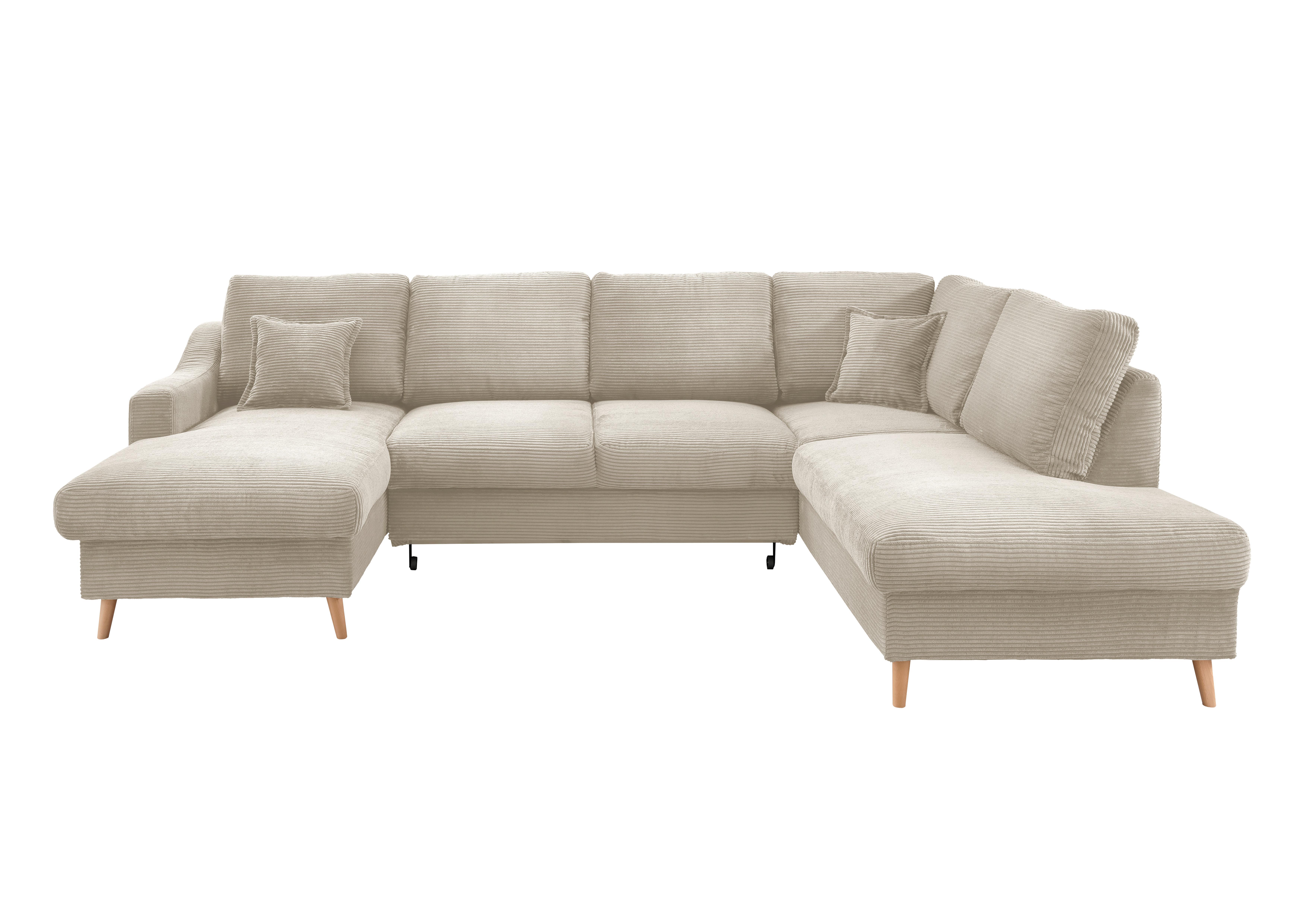 Wohnlandschaft Valentina mit Schlaffunktion Beige - Beige/Naturfarben, KONVENTIONELL, Textil (150/301/200cm) - P & B