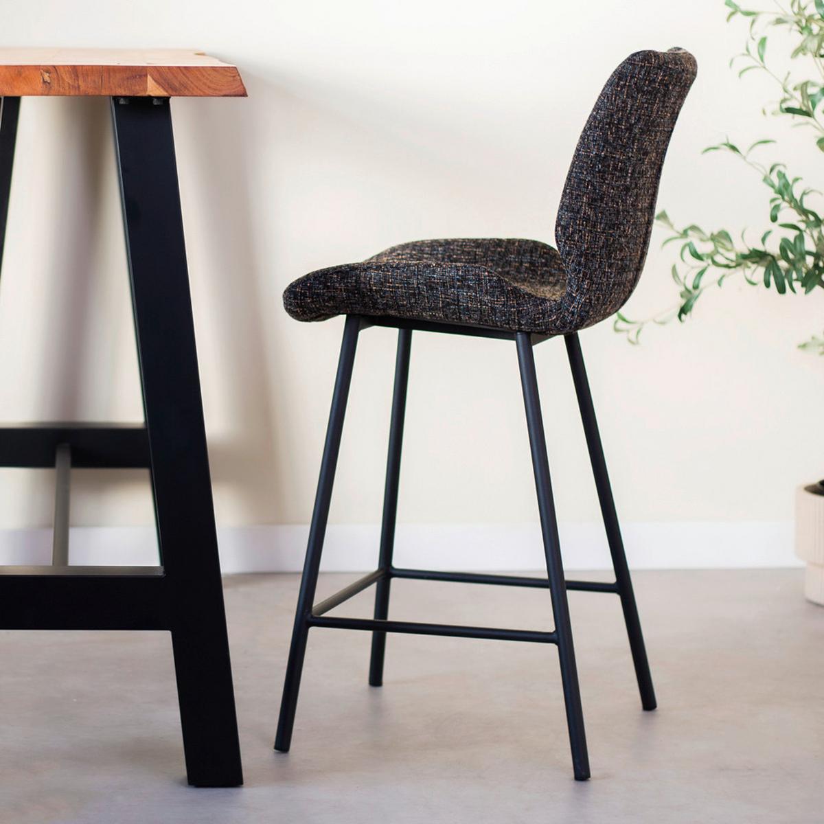 Barhocker-Set Barron - Schwarz, Design, Textil/Metall (47/99/55cm) - MID.YOU