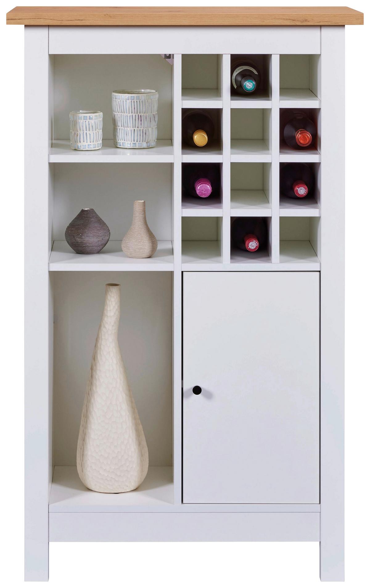 Skříň na víno SAN SAN - bílá/černá, Moderní, kompozitní dřevo/plast (76,8/124,4/33cm) - Mömax