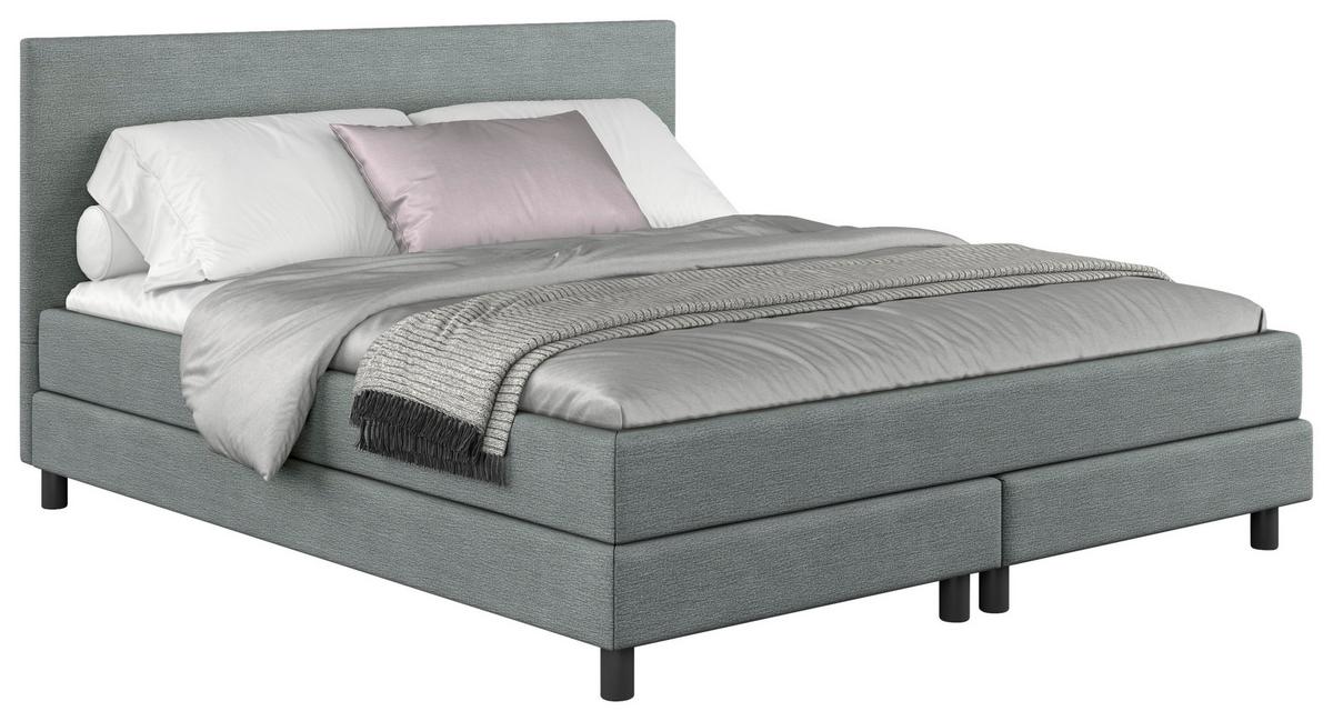 Boxbett Mit Topper 160x200 Andorra - Schwarz/Hellgrün, MODERN, Holzwerkstoff/Textil (160/200cm) - MID.YOU