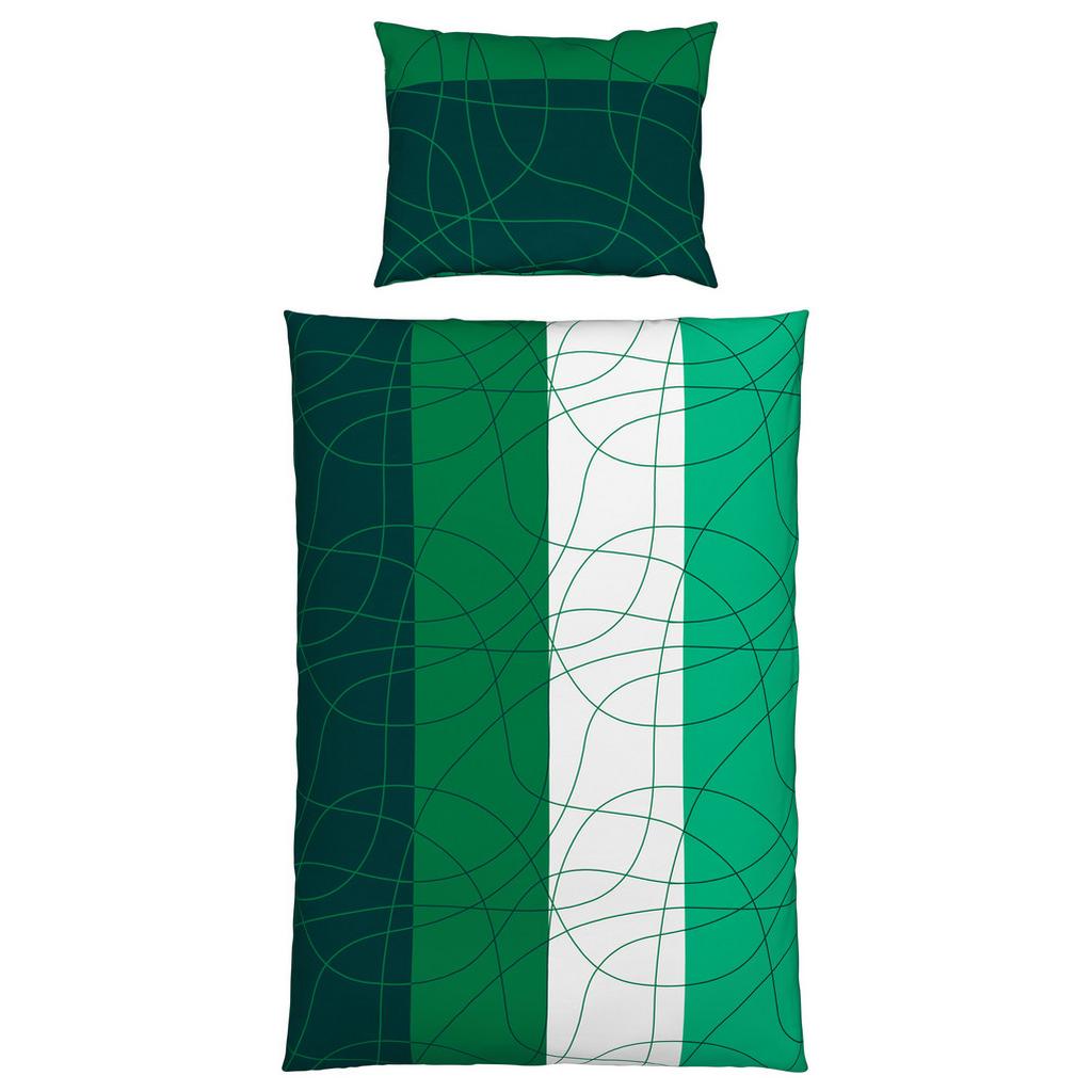 Cretonne Bettwäsche 140x200 Cm Julia Baumwolle Grün/weiß