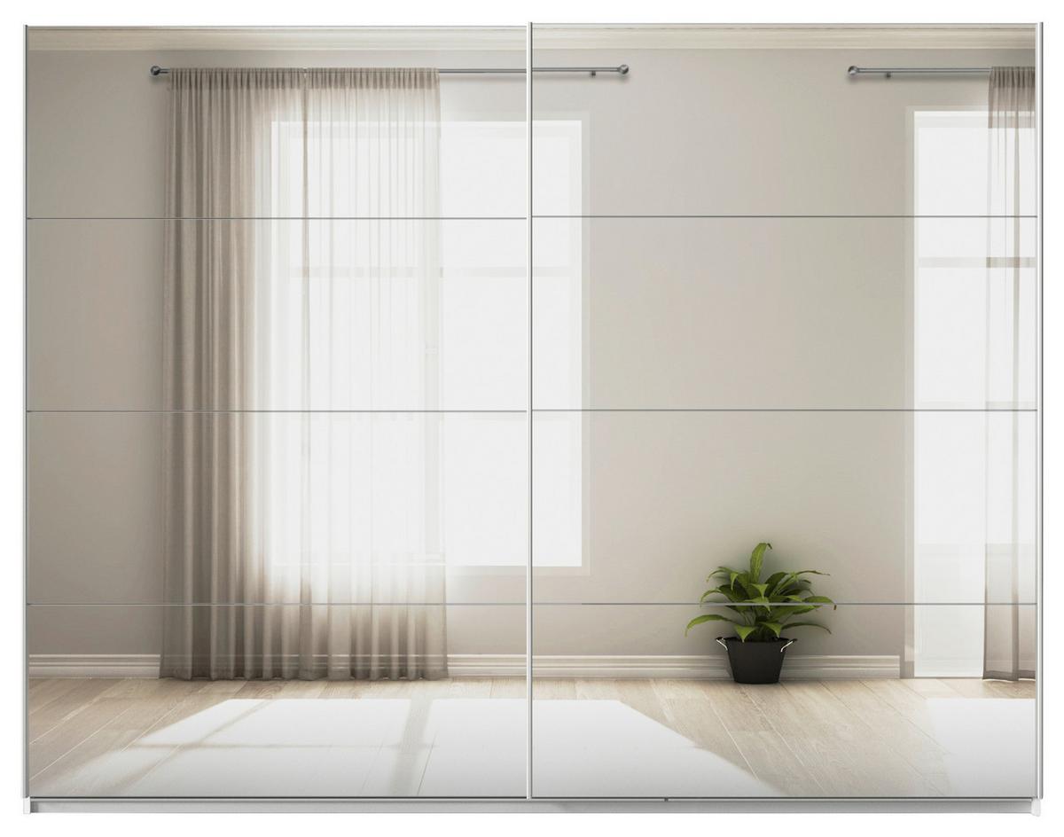 Schwebetürenschrank Mit Spiegel B: 271cm Feldkirch - Silberfarben/Weiß, MODERN, Glas/Holzwerkstoff (271/210/62cm)